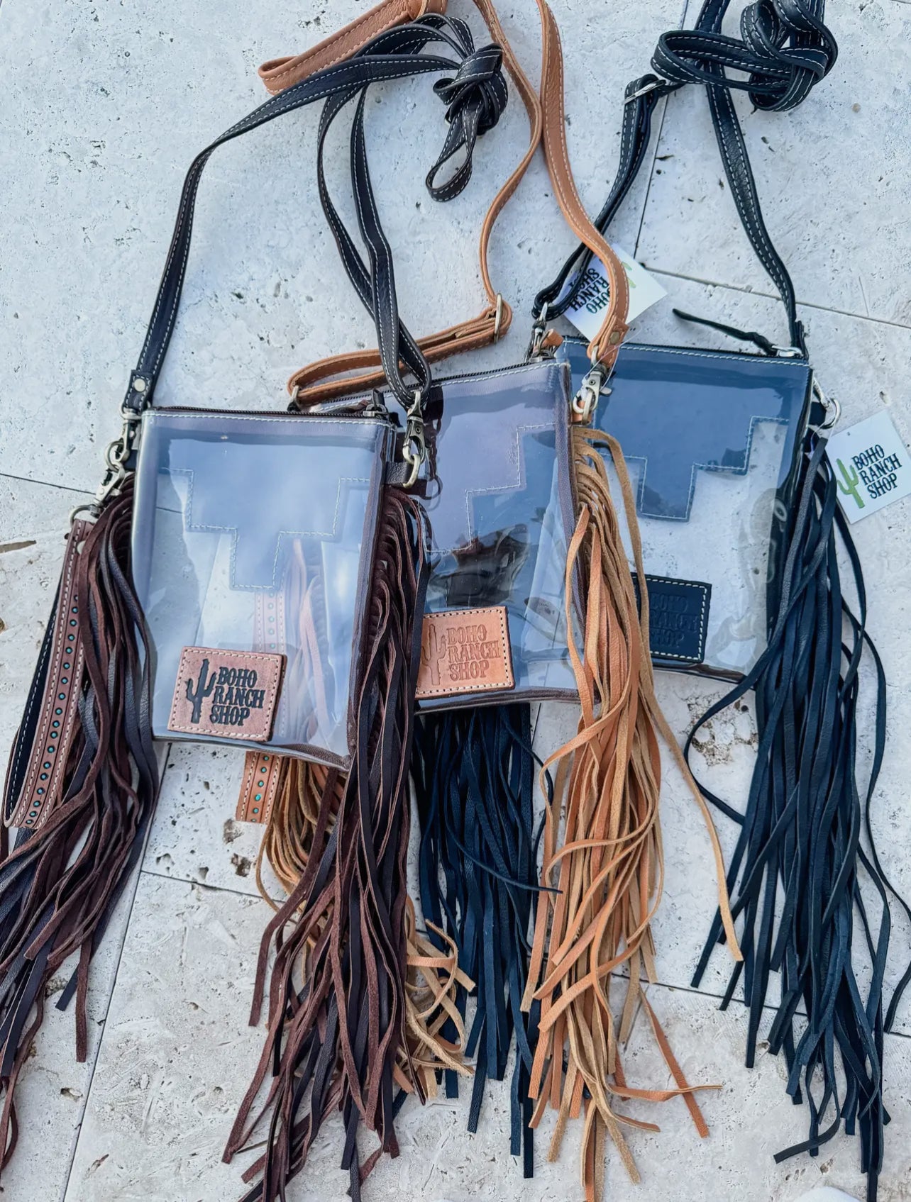 Hand Tooled Clear Crossbody Concert Bag