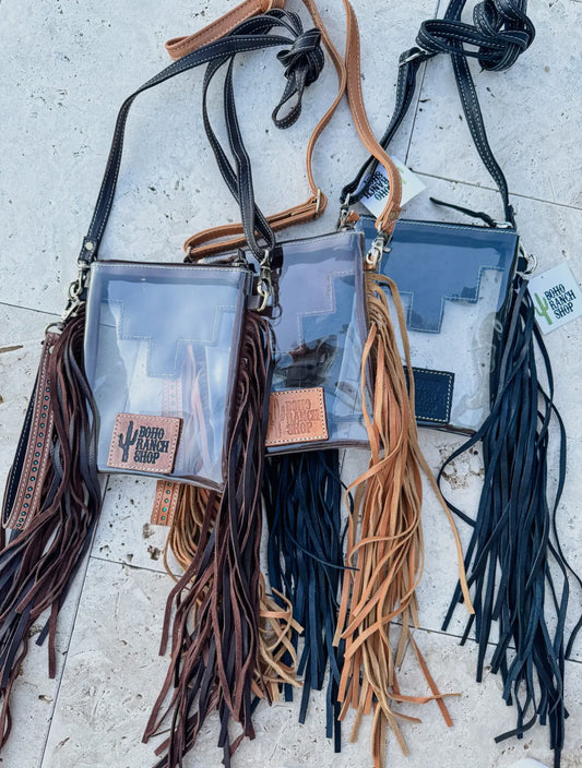 Hand Tooled Clear Crossbody Concert Bag