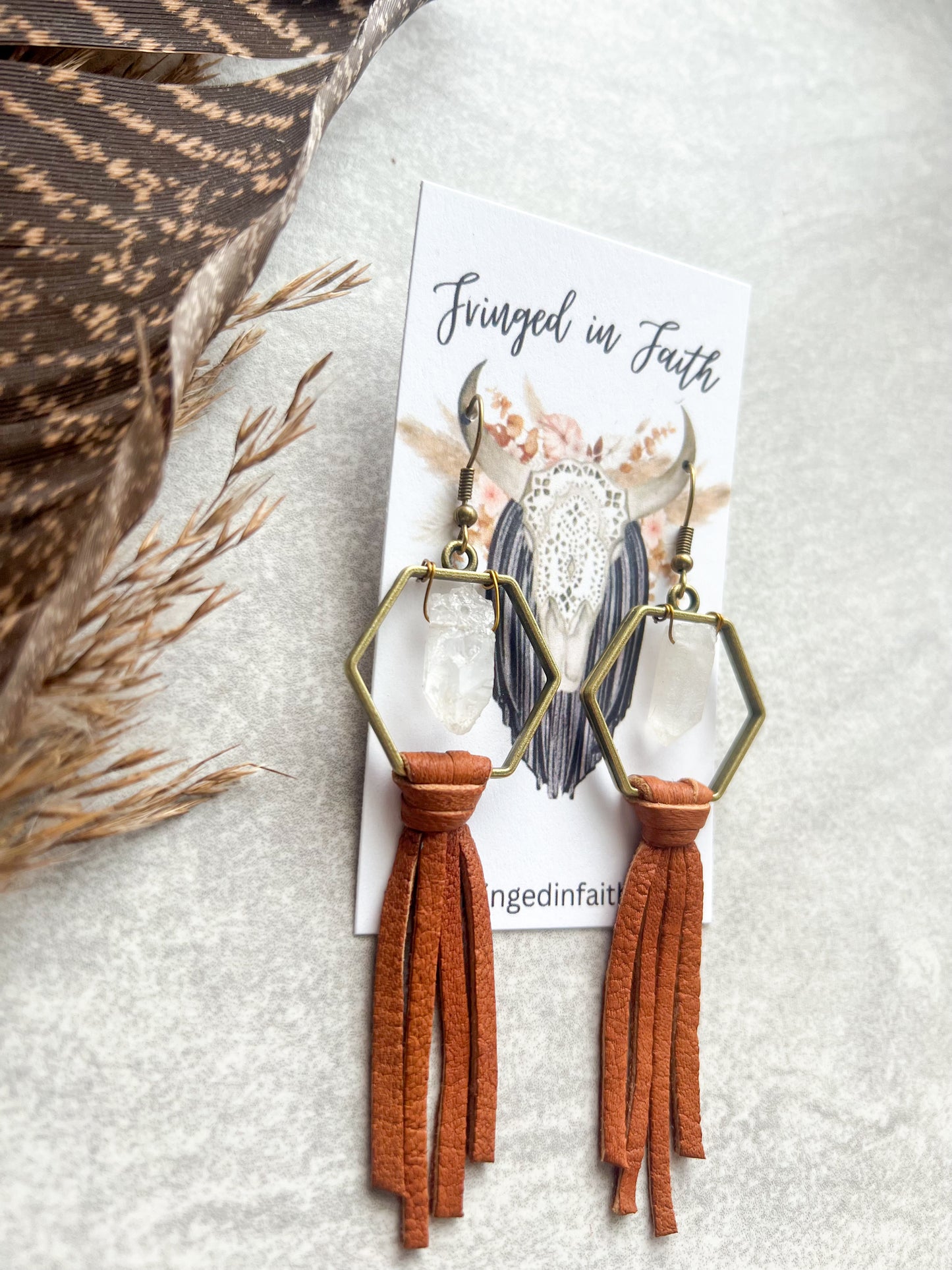 Boho Hex Hoop Earrings | Saddle