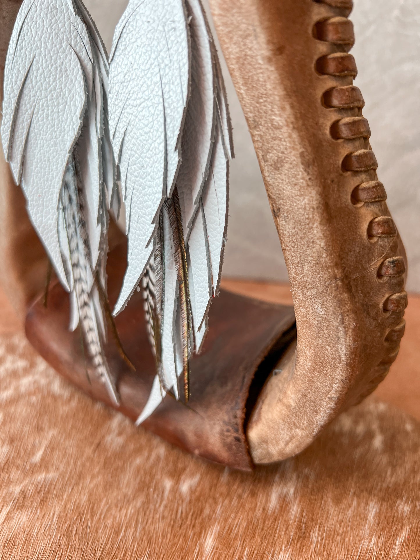 Dutton Fringe Feather Earrings | White