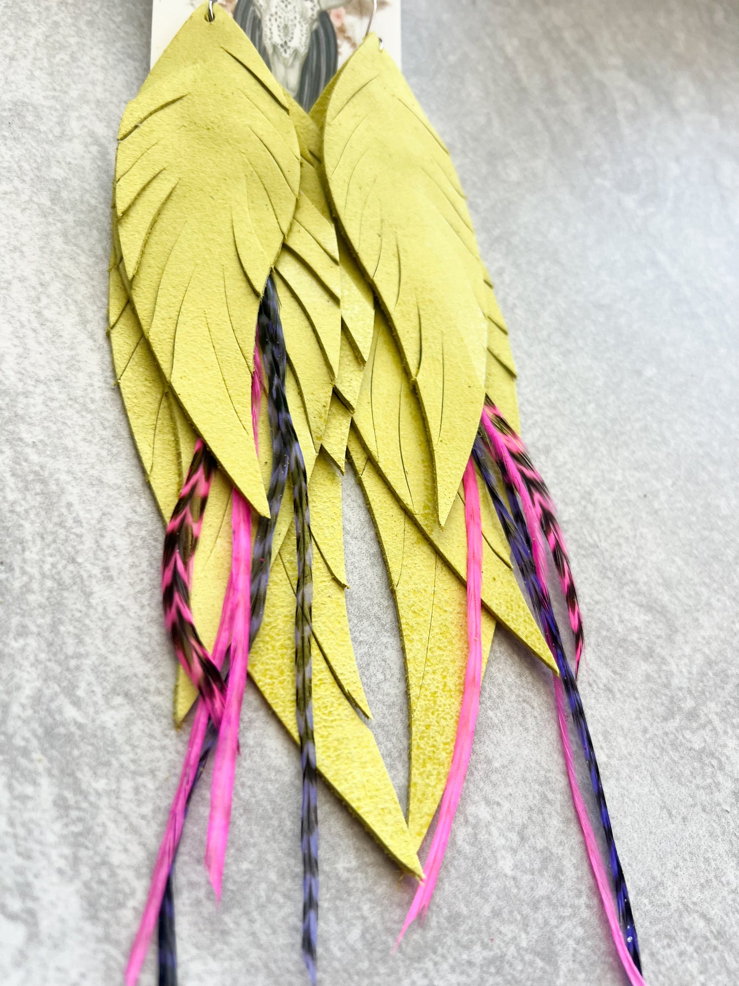 Dawson Fringe Feathers | Neon Yellow with Feathers