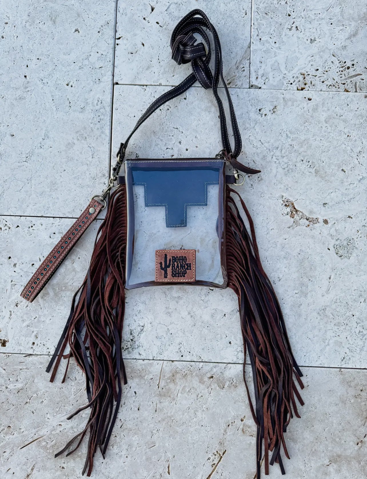 Hand Tooled Clear Crossbody Concert Bag