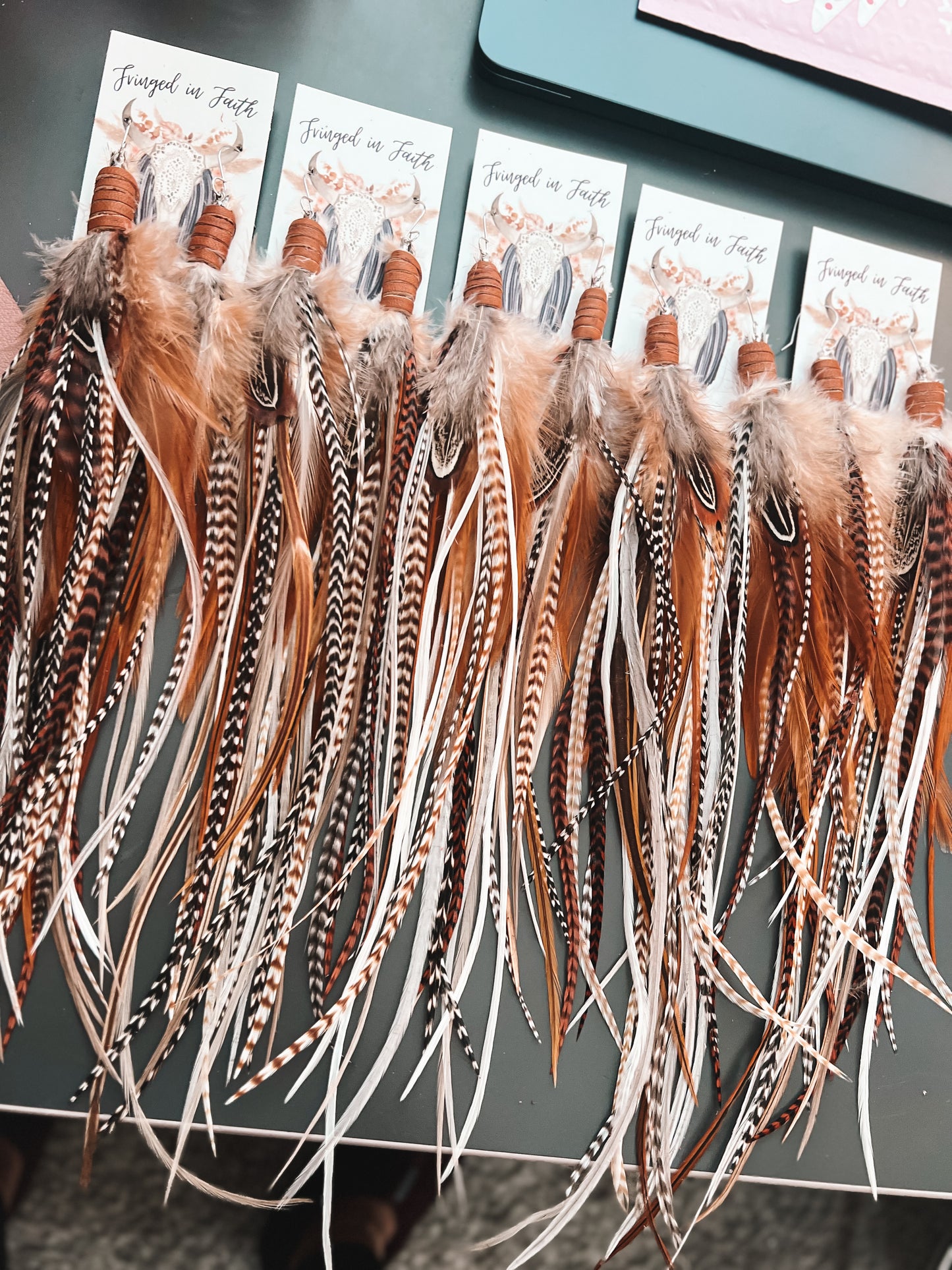 Boho Feather Statement Earrings