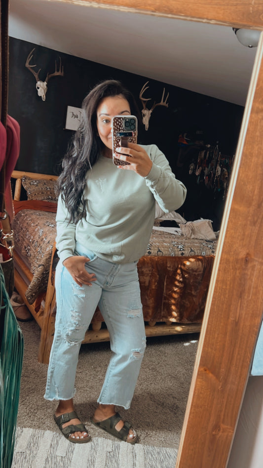 Faith Cross Sweatshirt | Stonewash Green