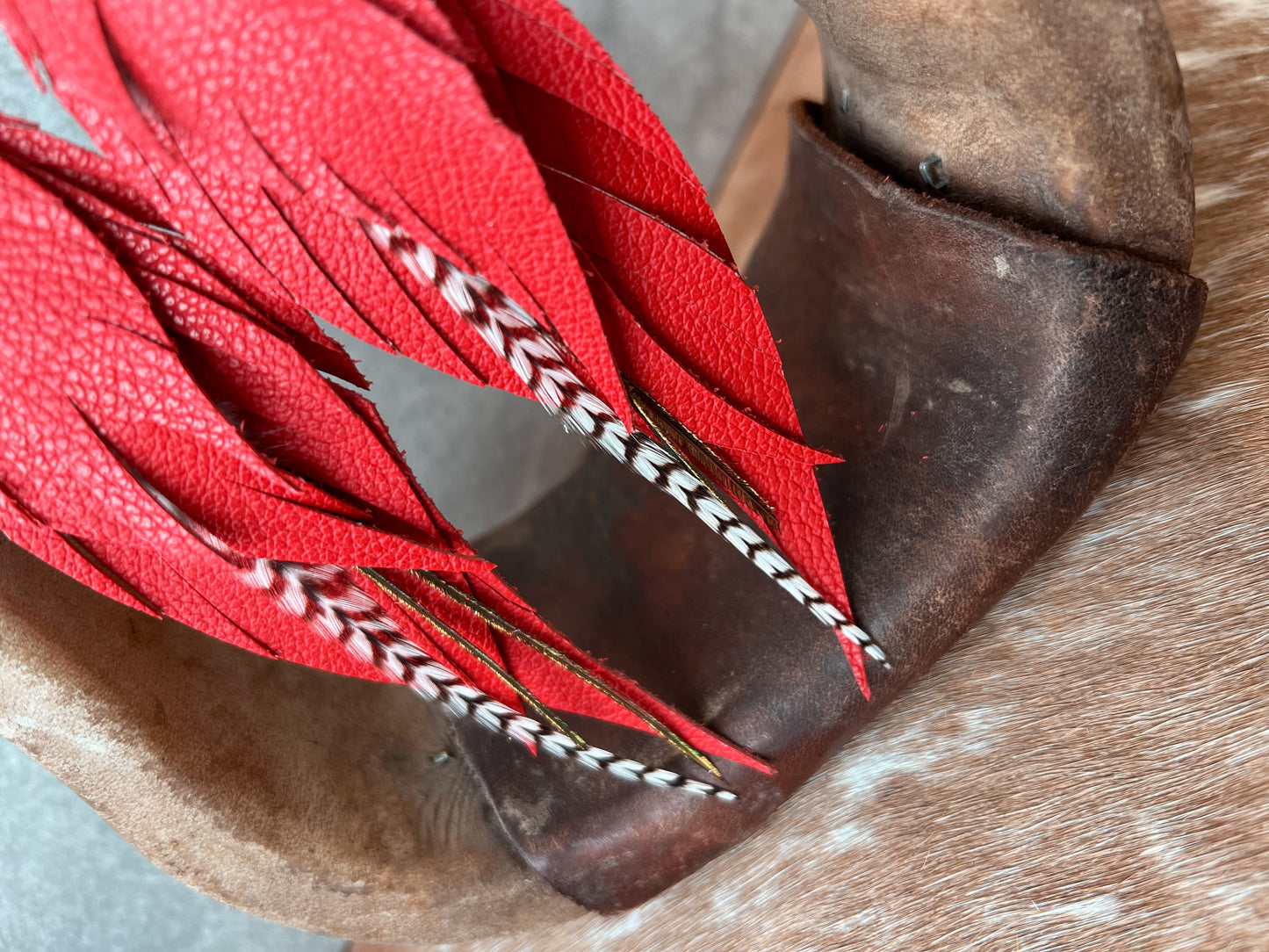 Dutton Fringe Feather Earrings | Red