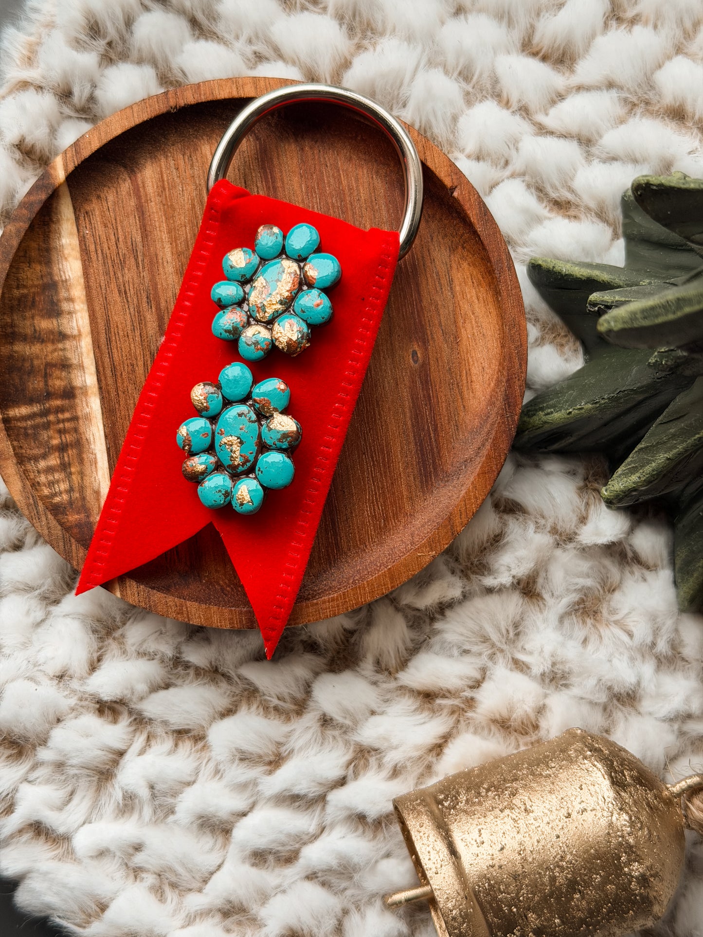 Squash Blossom Oval Stud Earrings