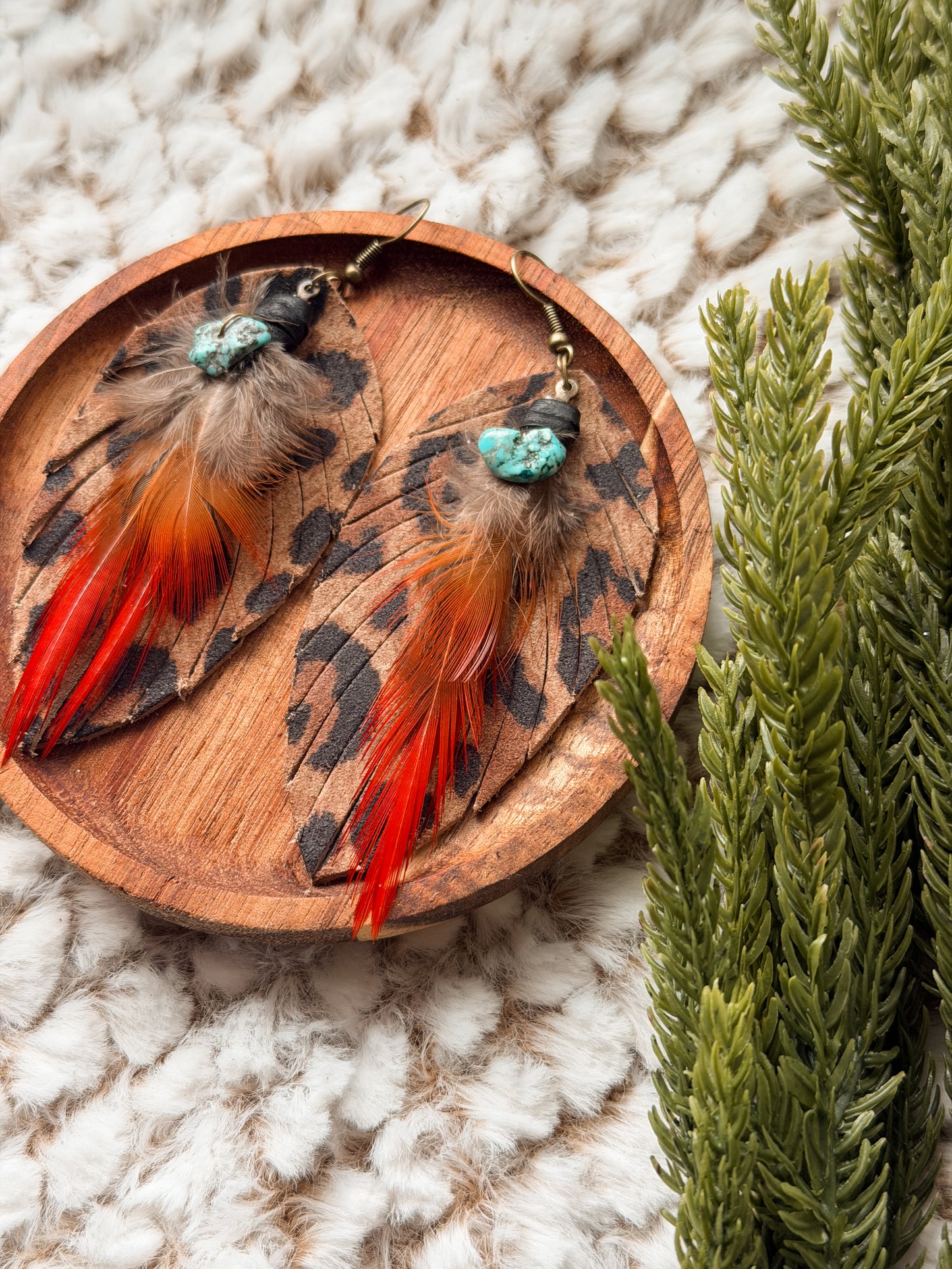 Leopard Feather Earrings