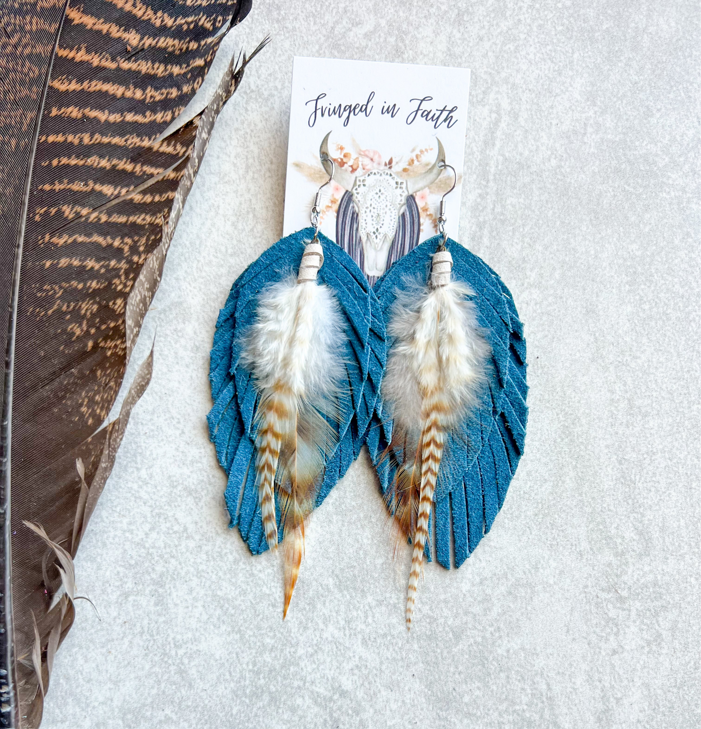 Ronan Fringe Feathers | Dark Teal