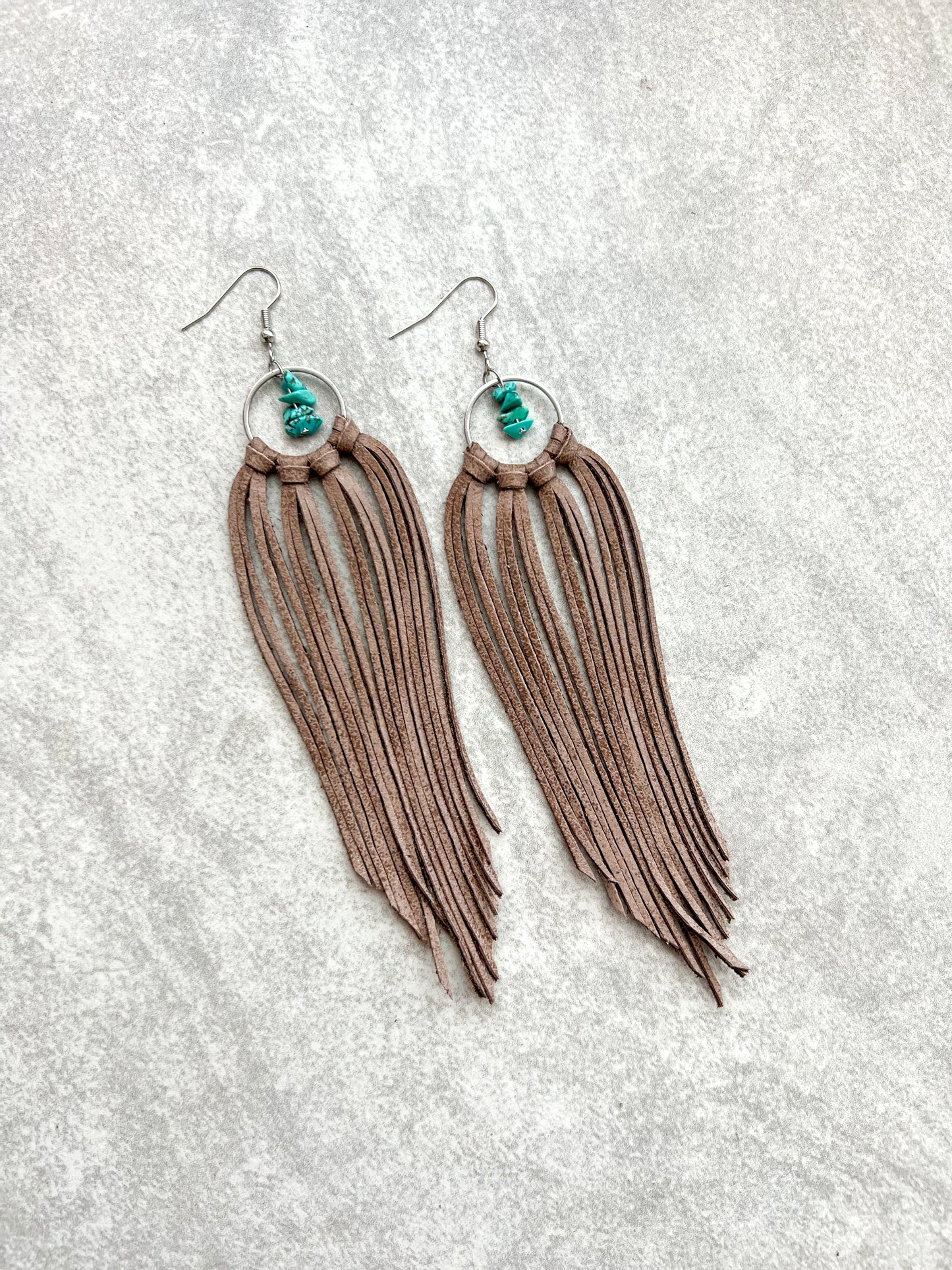 Bozeman Fringe Hoop w/ Turquoise Stone