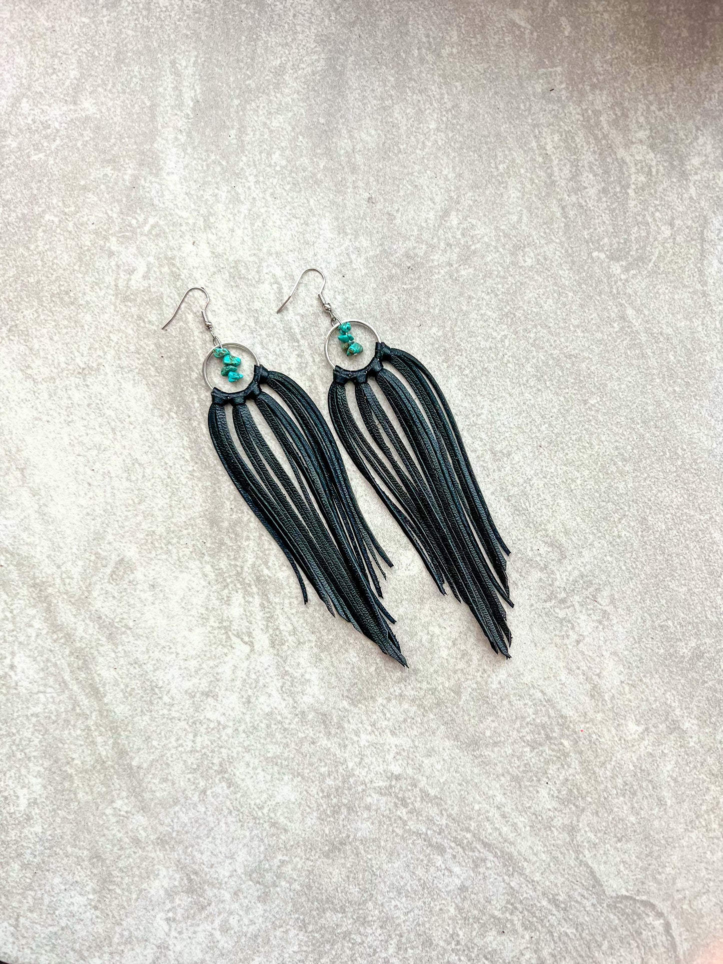Bozeman Fringe Hoop w/ Turquoise Stone