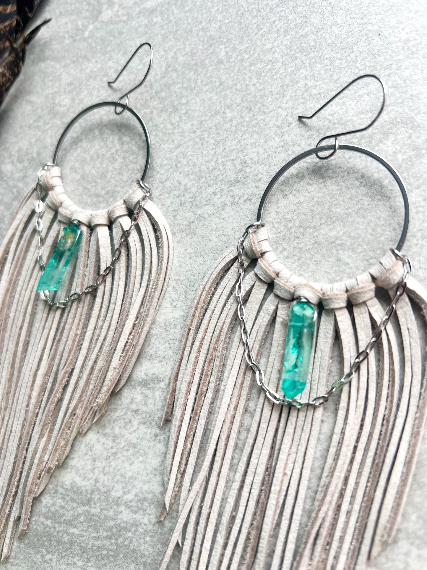 Crystal Fringe Hoops | Silver