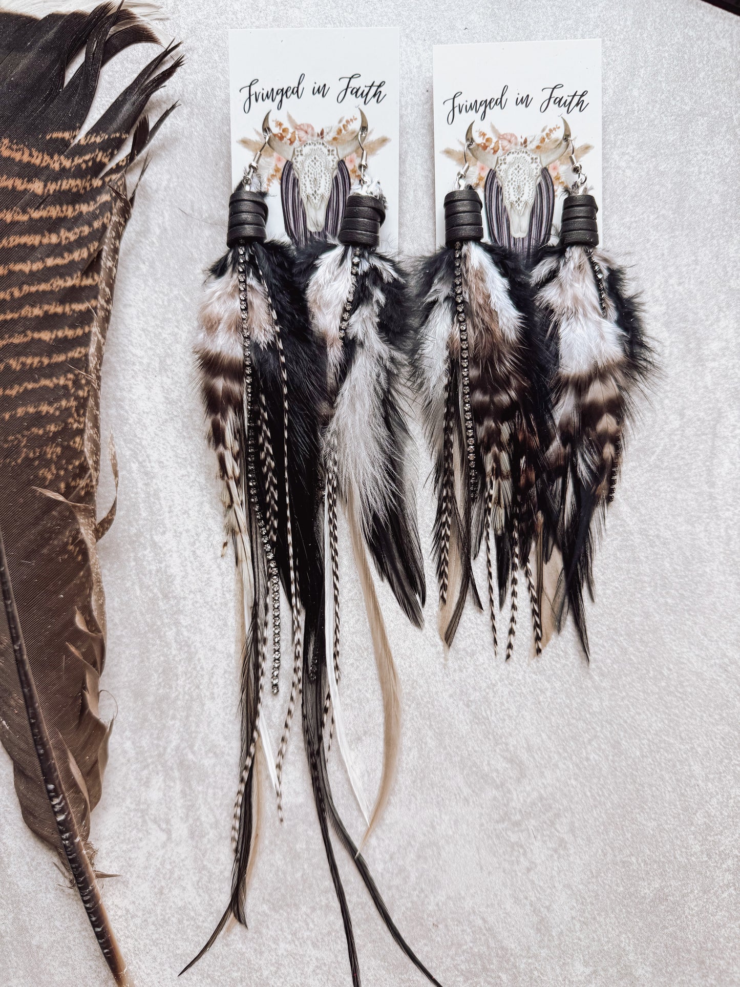 Mini Back In Black Feather Earrings