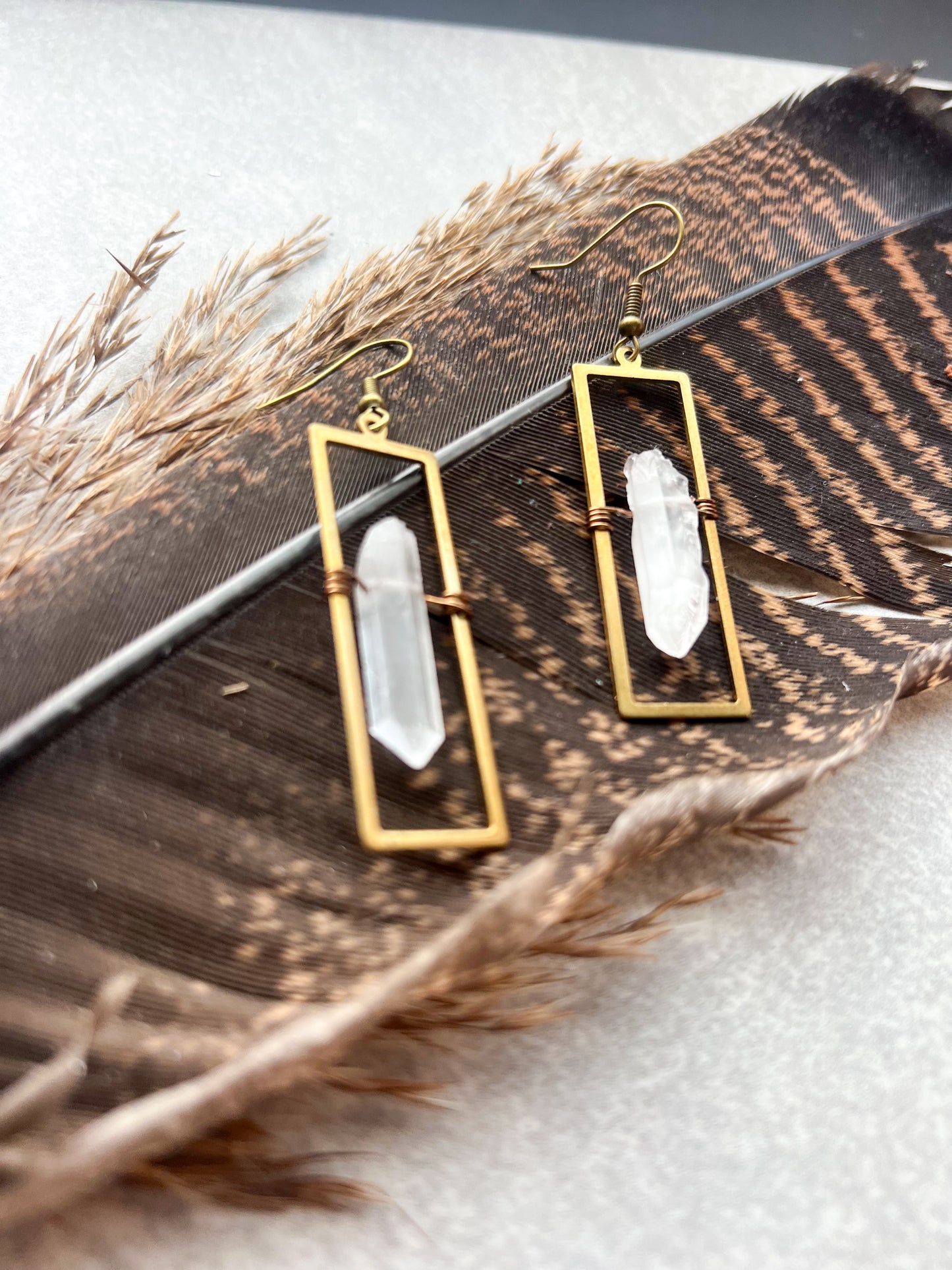 Boho Rectangle Earrings | Clear Crystal