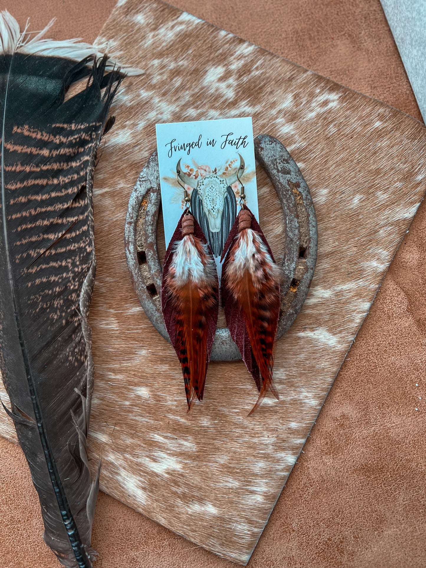 Clancy Feather Earrings | Merlot