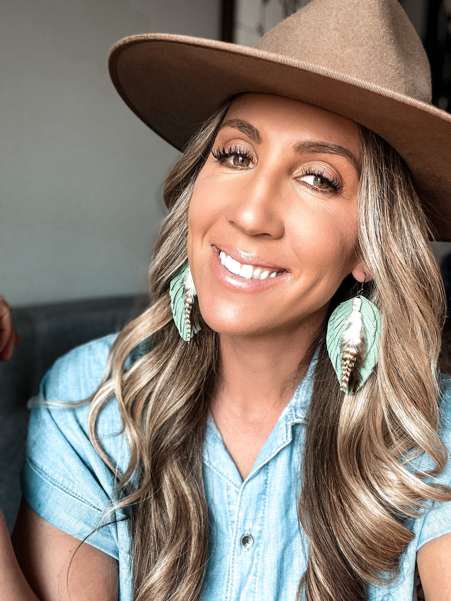 Ronan Fringe Feather Earrings | Rust