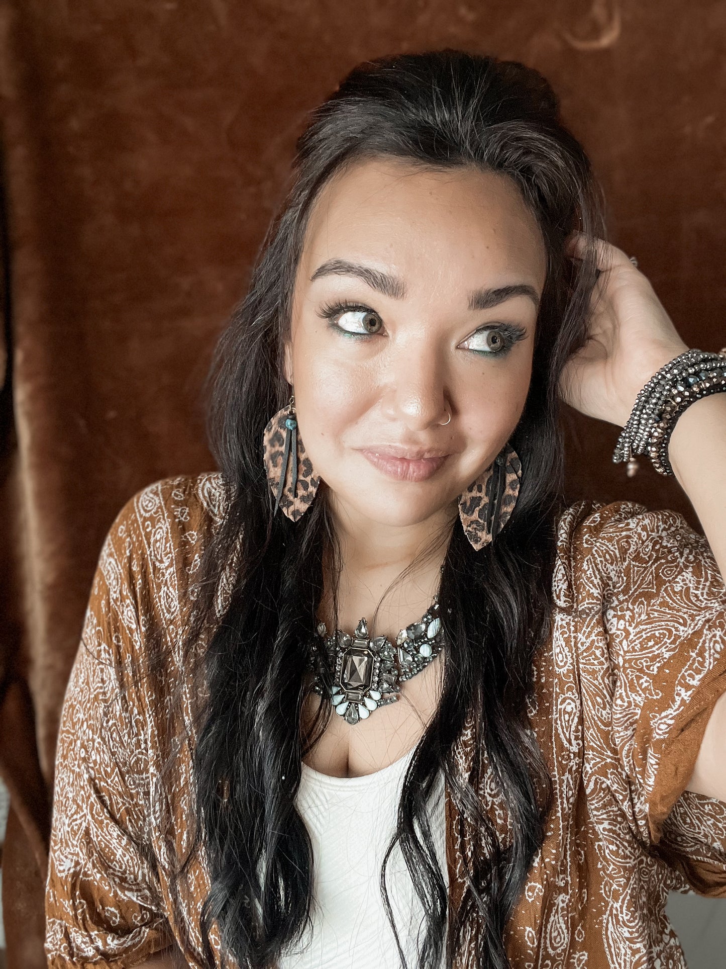 Boho Fringe Earrings | Leopard