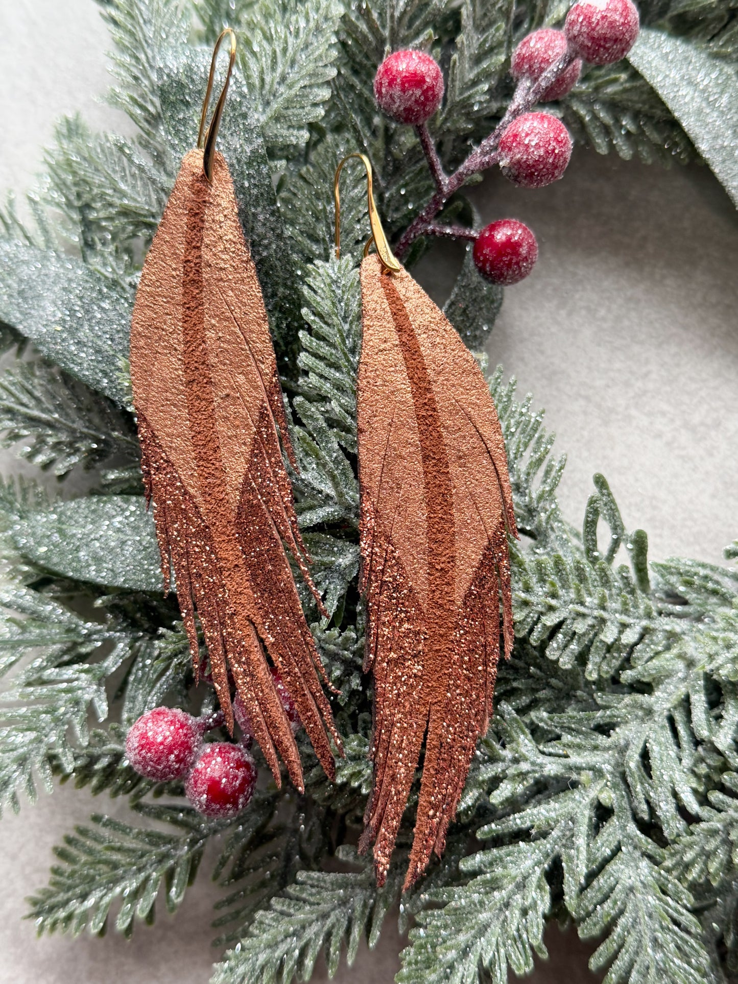 Feather Leather Earrings | Rose Gold Half and Half