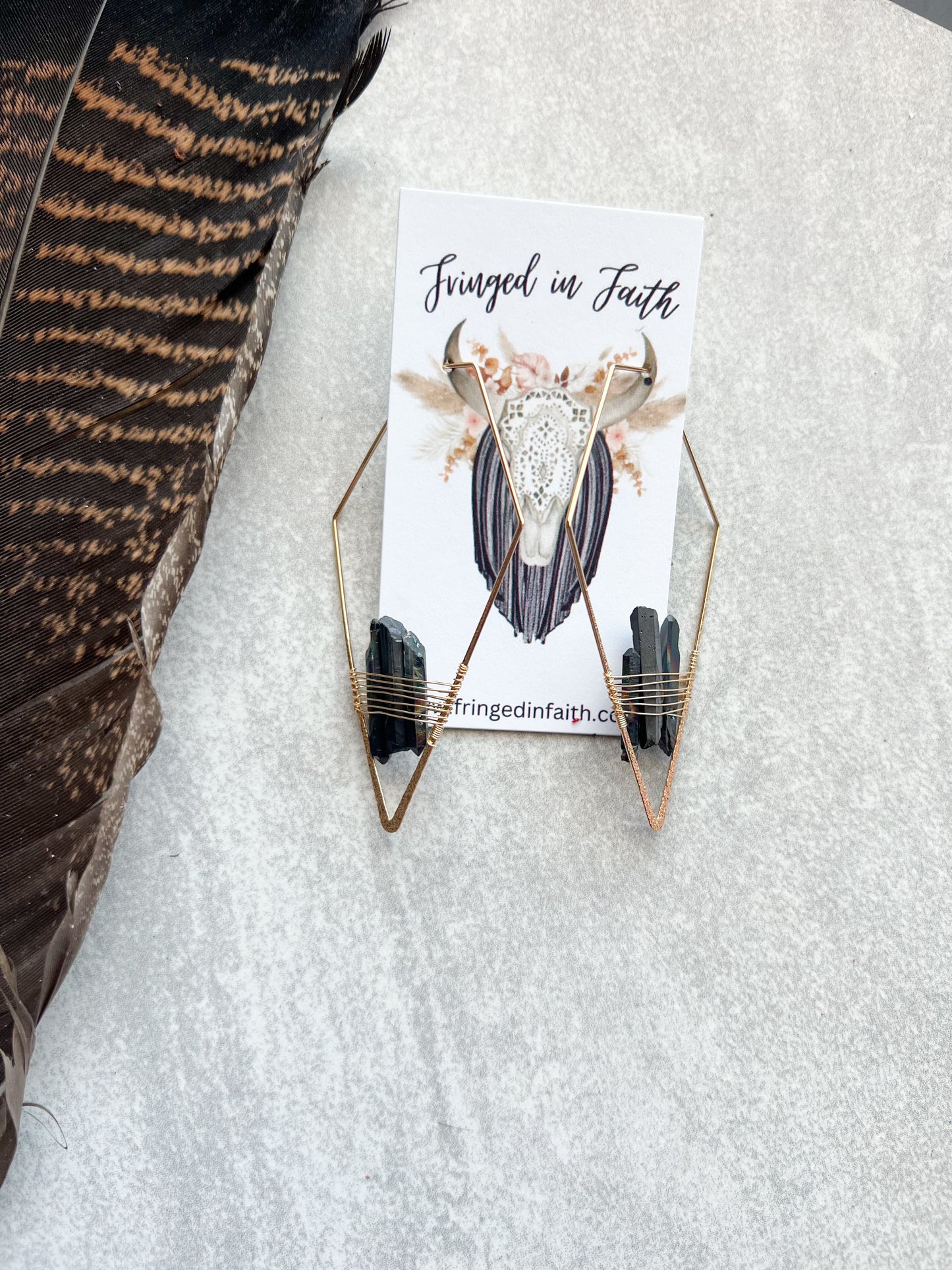 Rhombus Crystal Earrings | Black