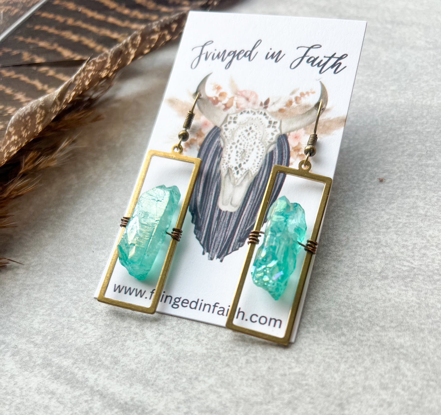 Boho Rectangle Earrings | Turquoise