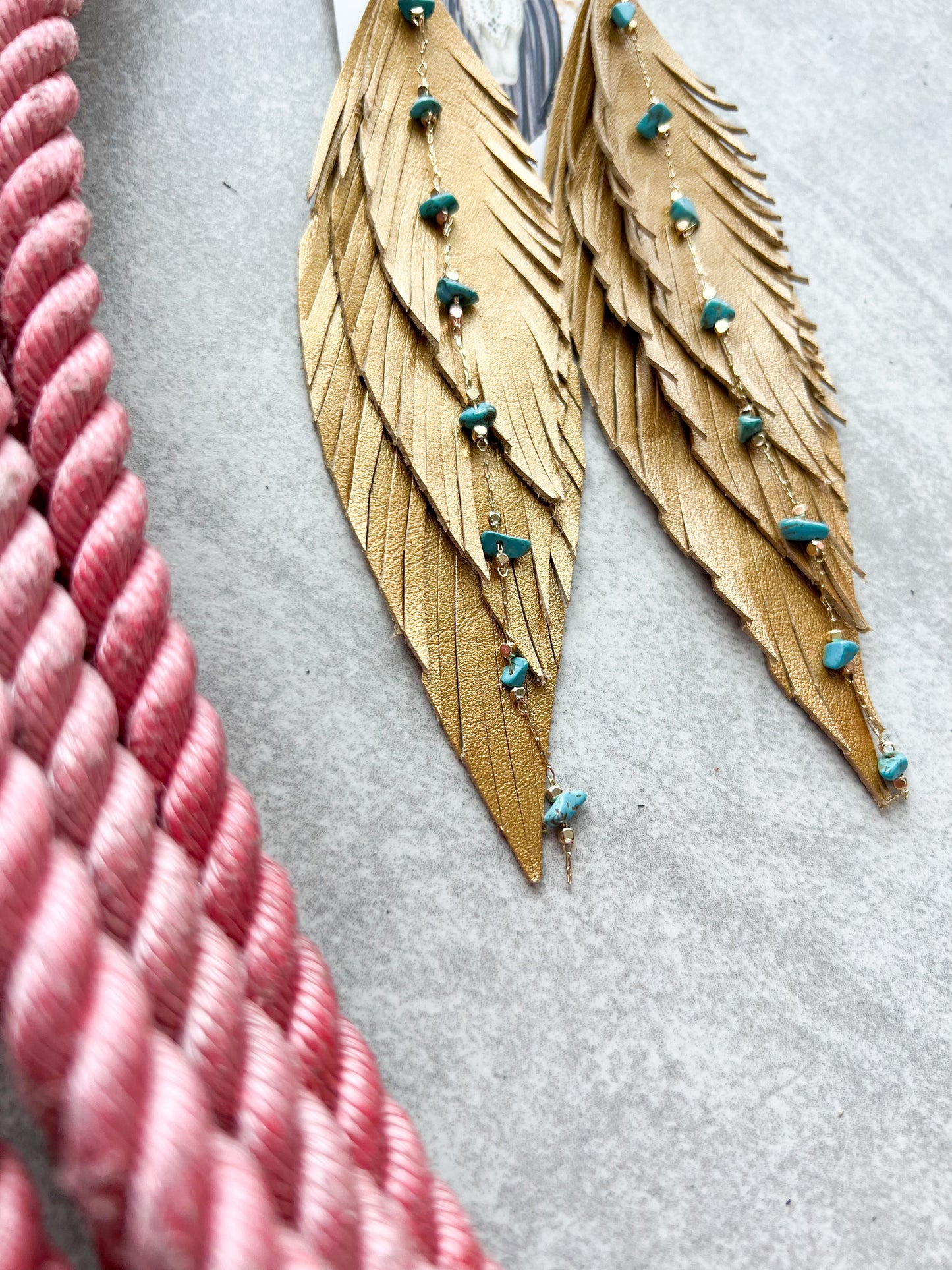 Leather Shoulder Duster | Metallic Gold