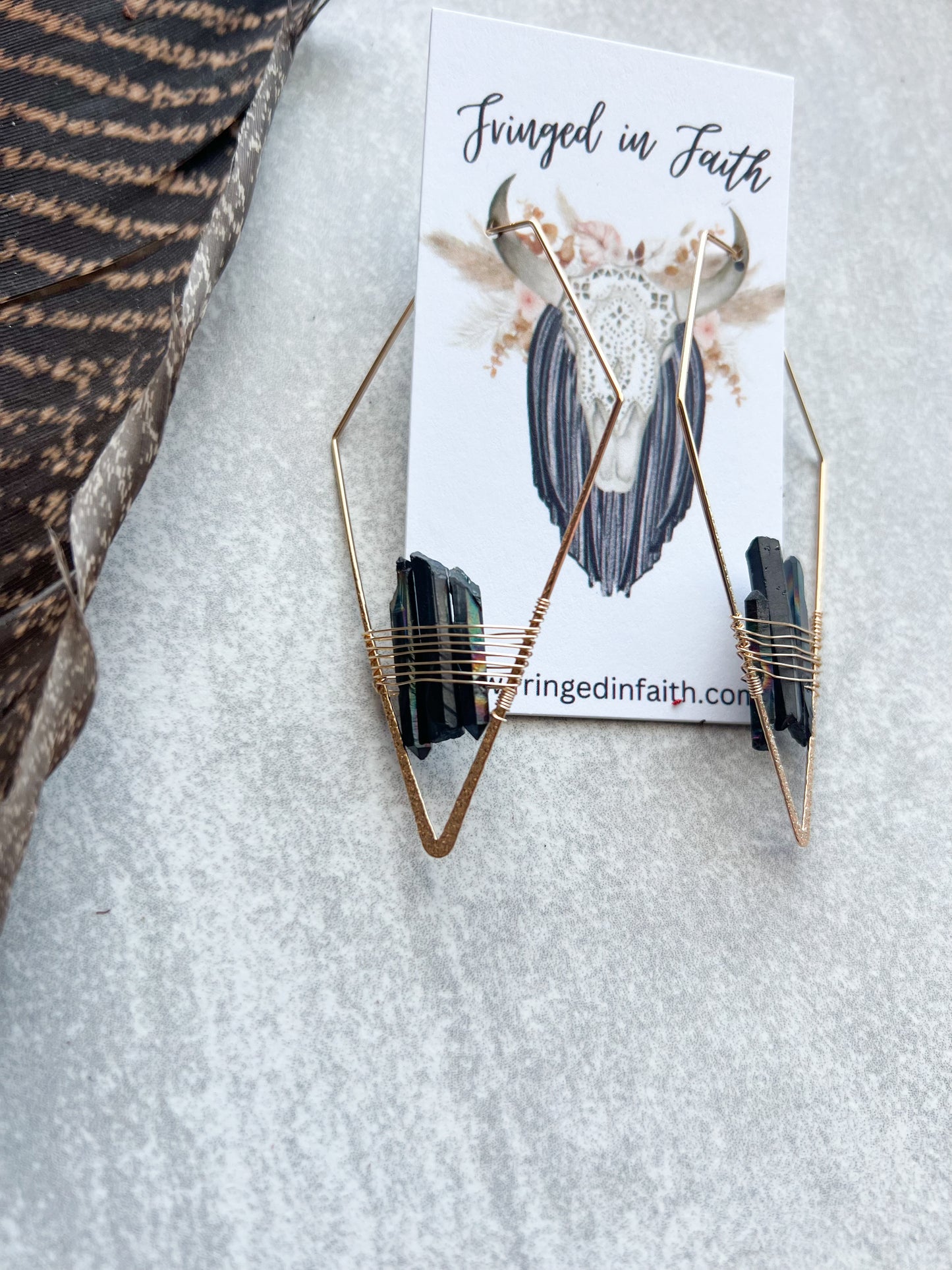 Rhombus Crystal Earrings | Black