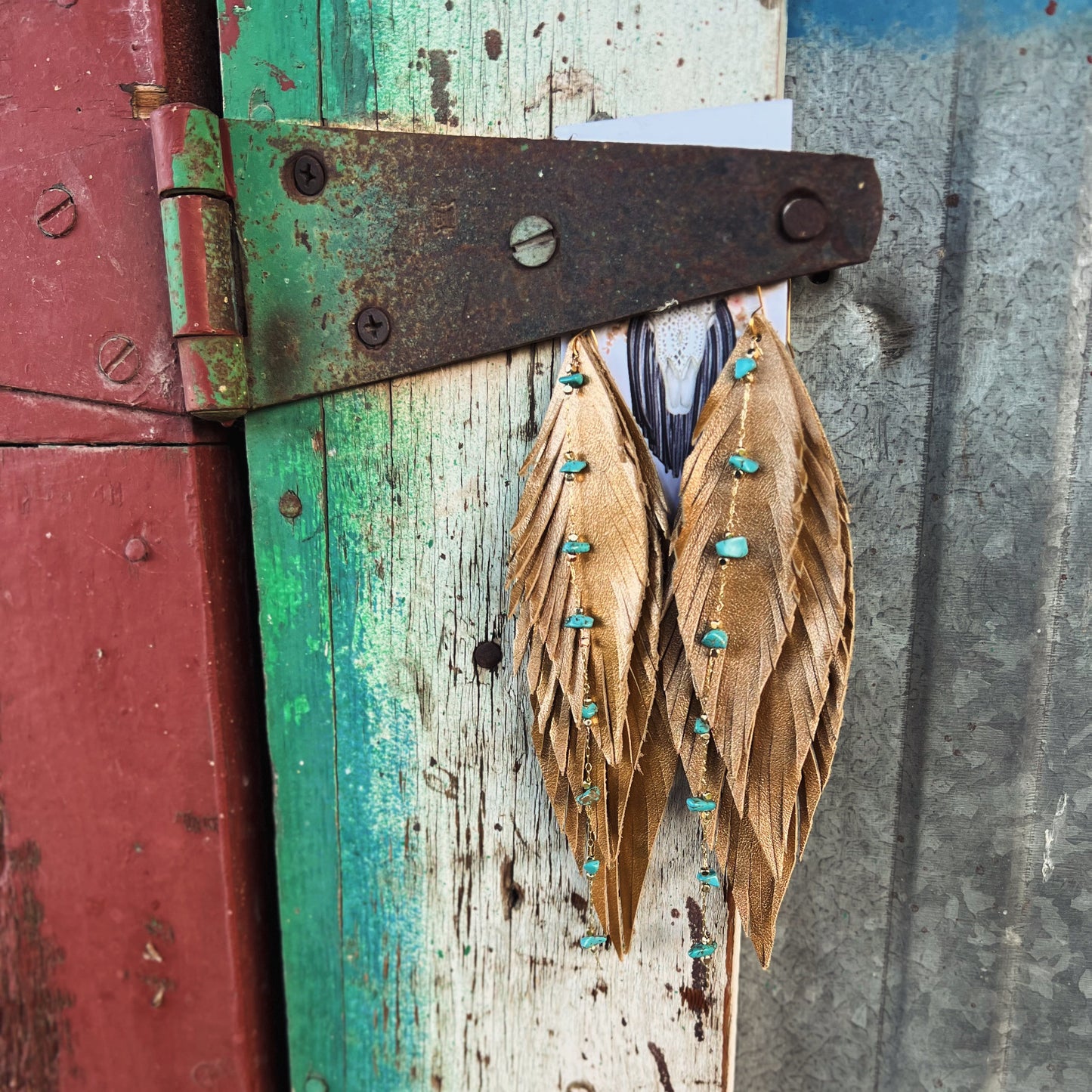 Leather Shoulder Duster | Metallic Gold