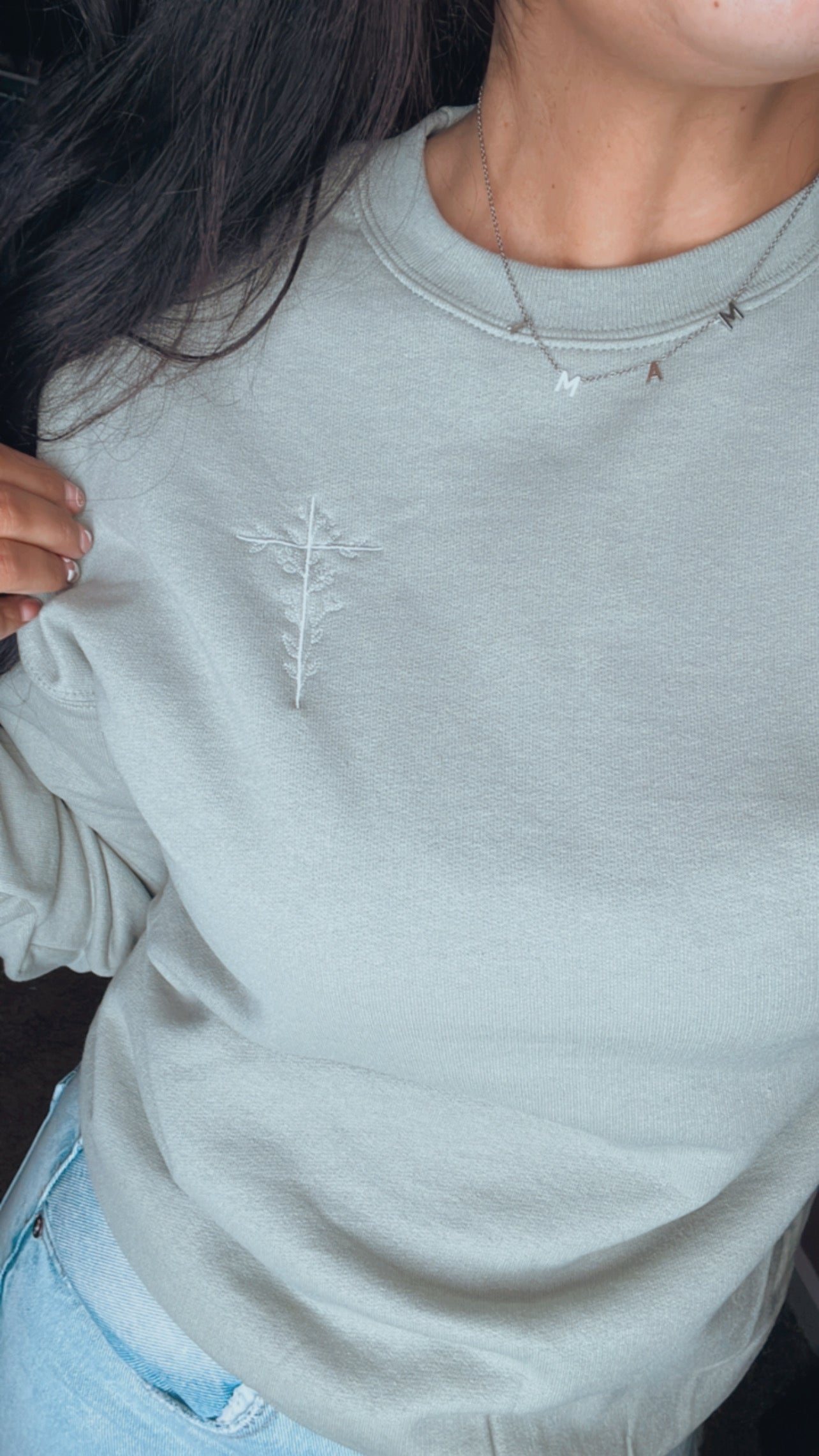 Faith Cross Sweatshirt | Stonewash Green