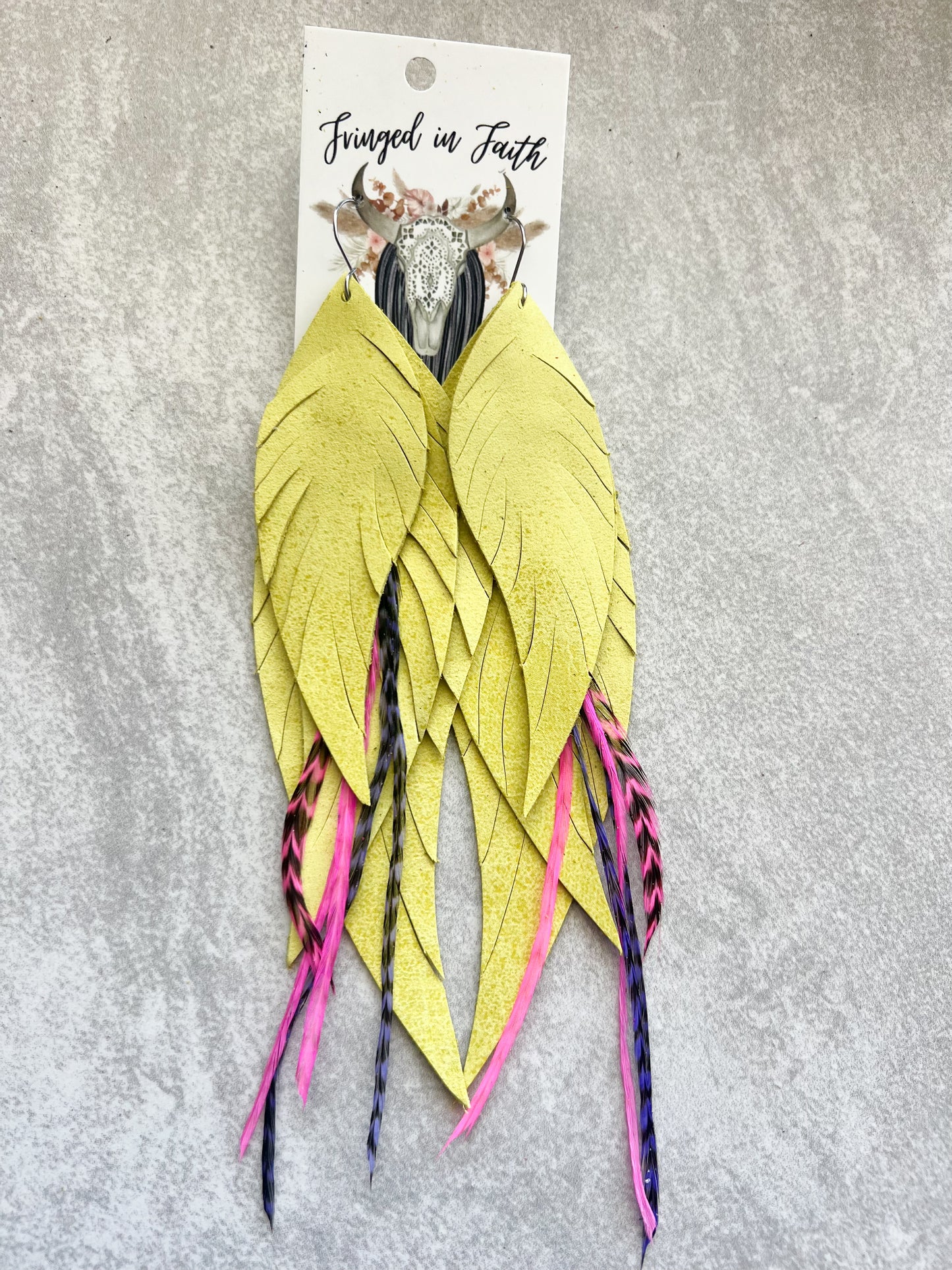 Dawson Fringe Feathers | Neon Yellow with Feathers