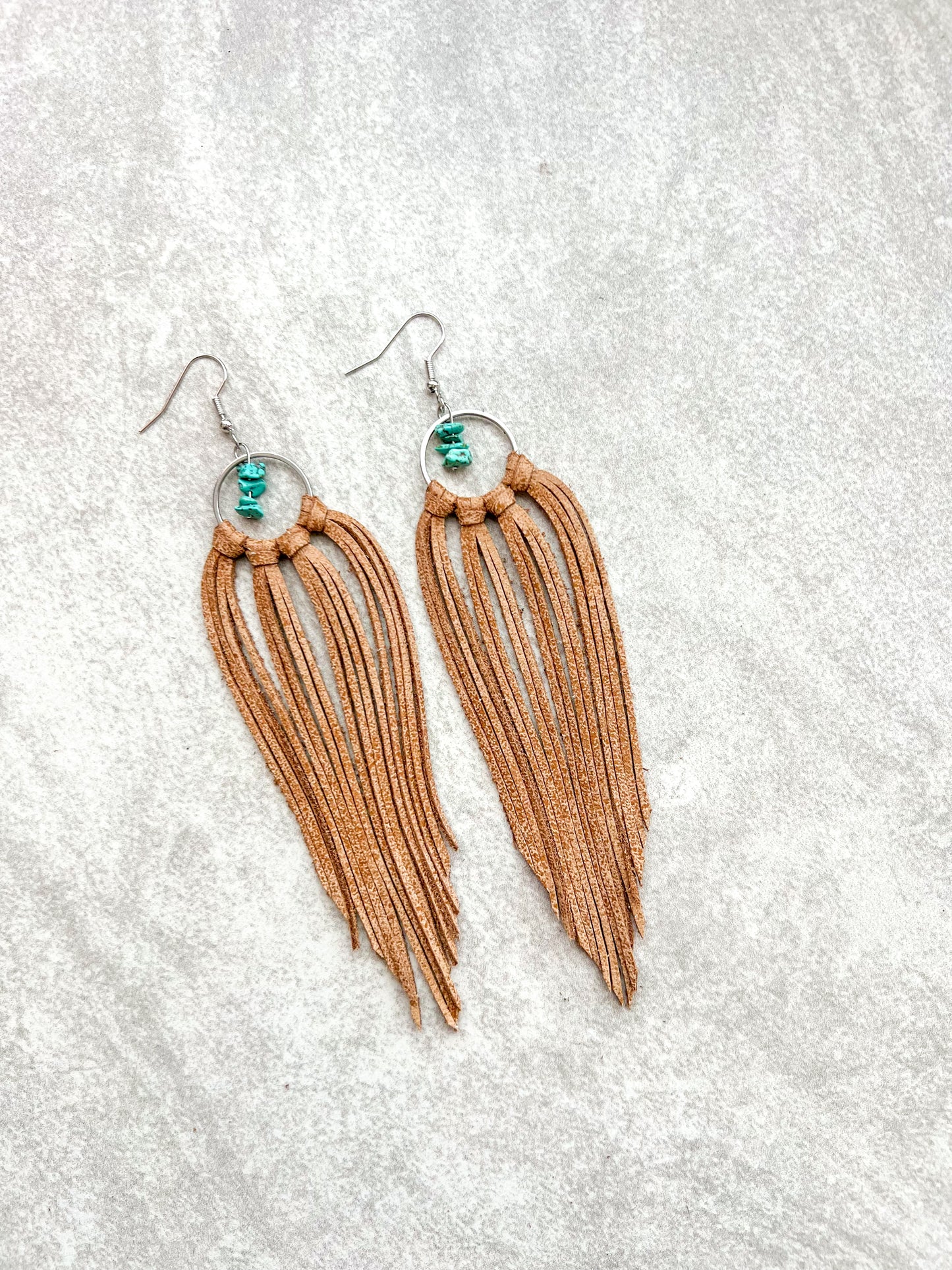 Bozeman Fringe Hoop w/ Turquoise Stone