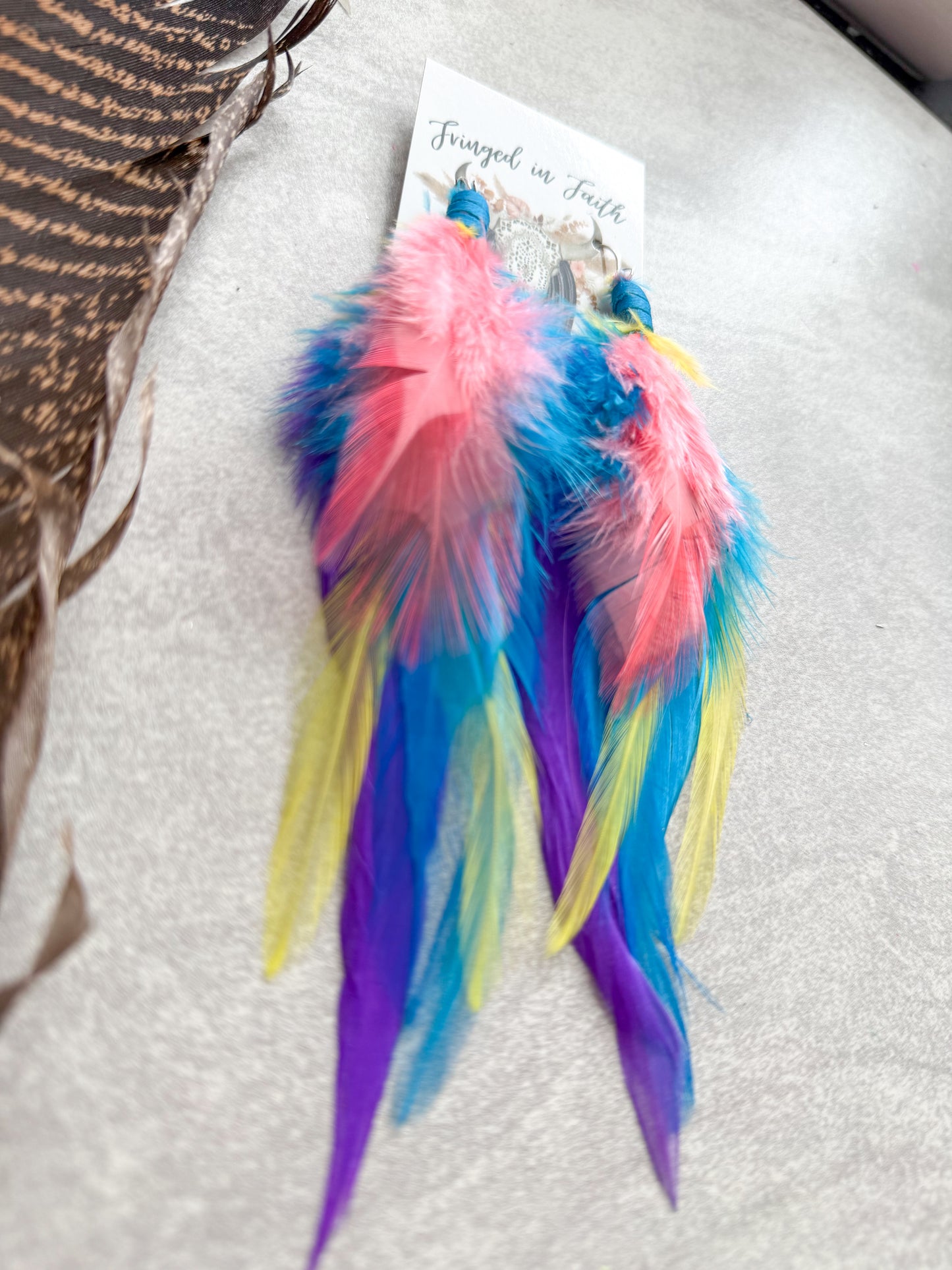 Neon Feather Earrings | Rainbow