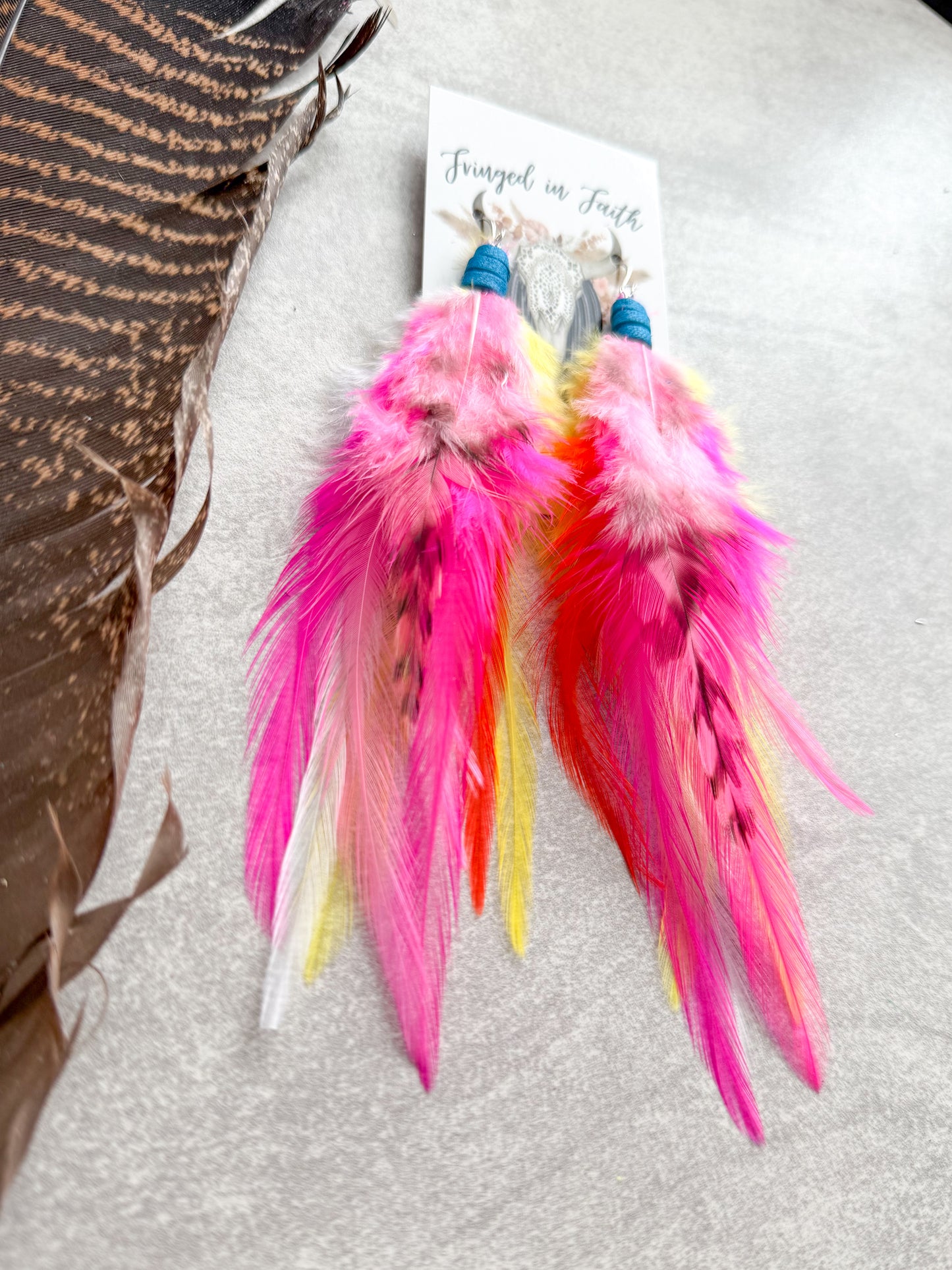 Neon Feather Earrings | Rainbow