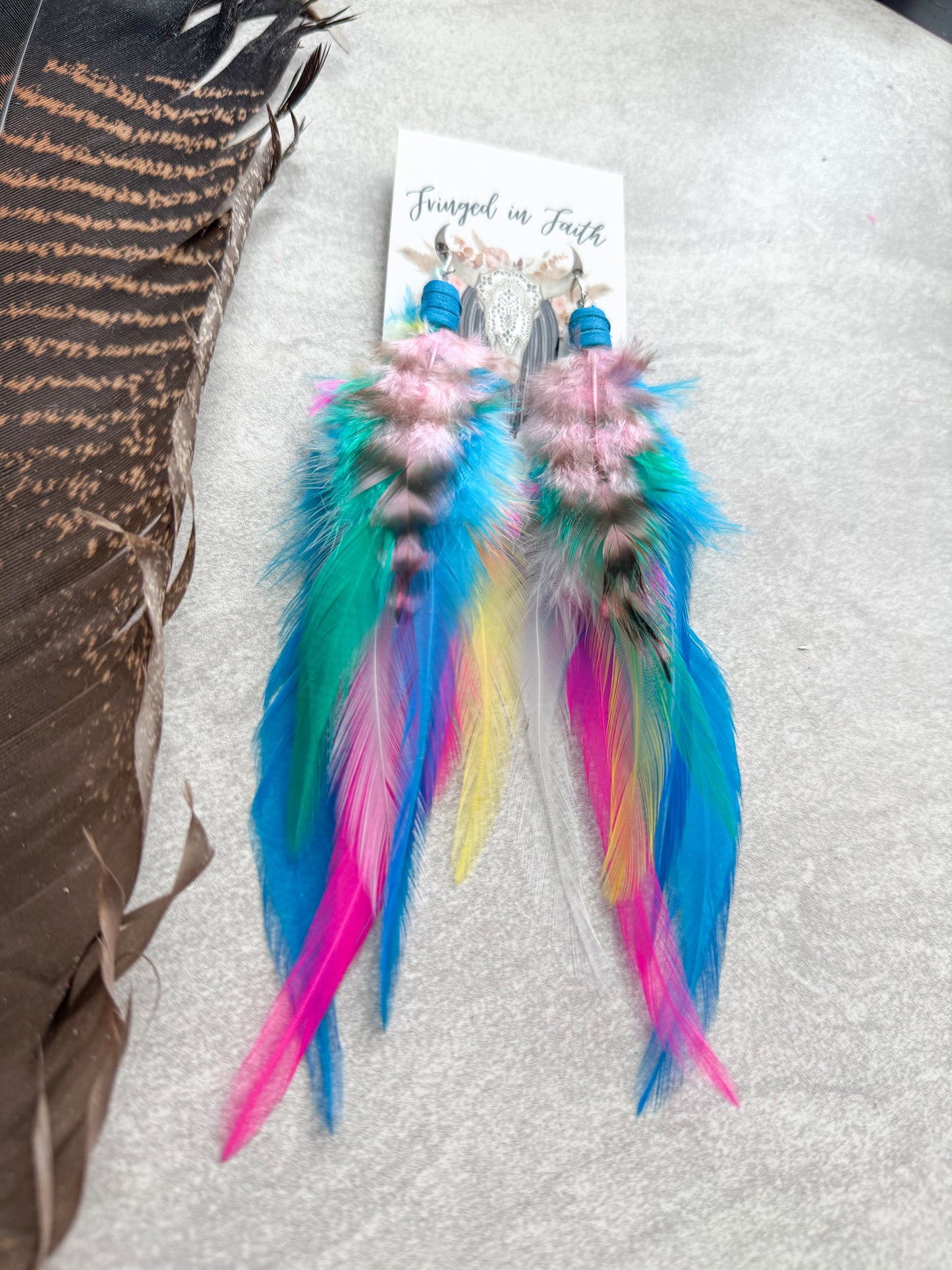 Neon Feather Earrings | Rainbow