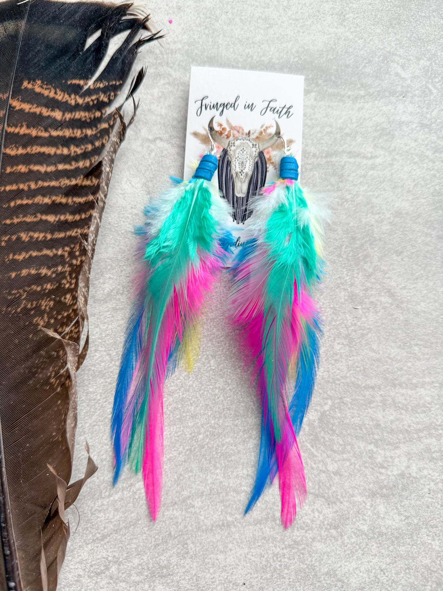 Neon Feather Earrings | Rainbow