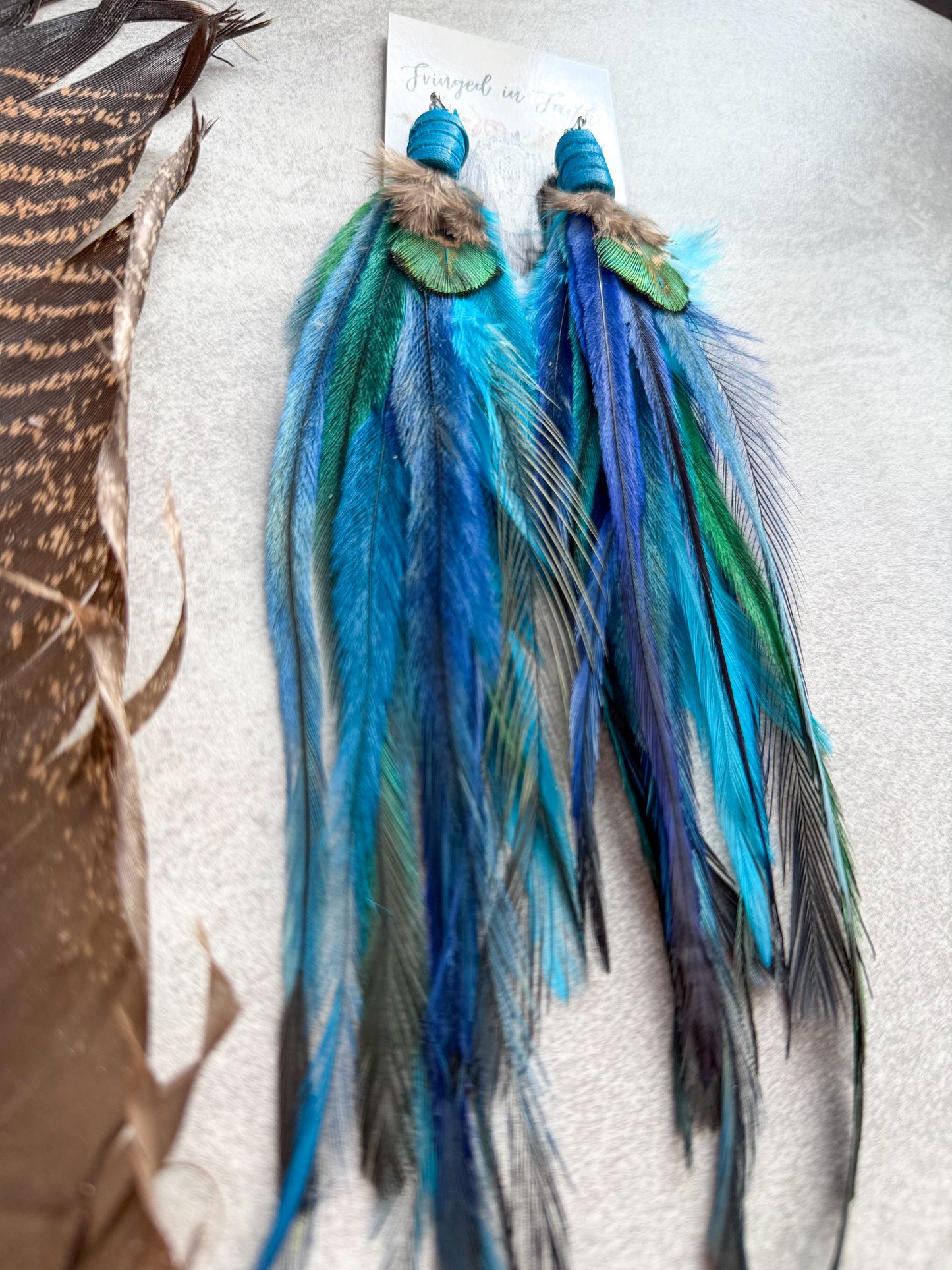 Feather Earrings Blue