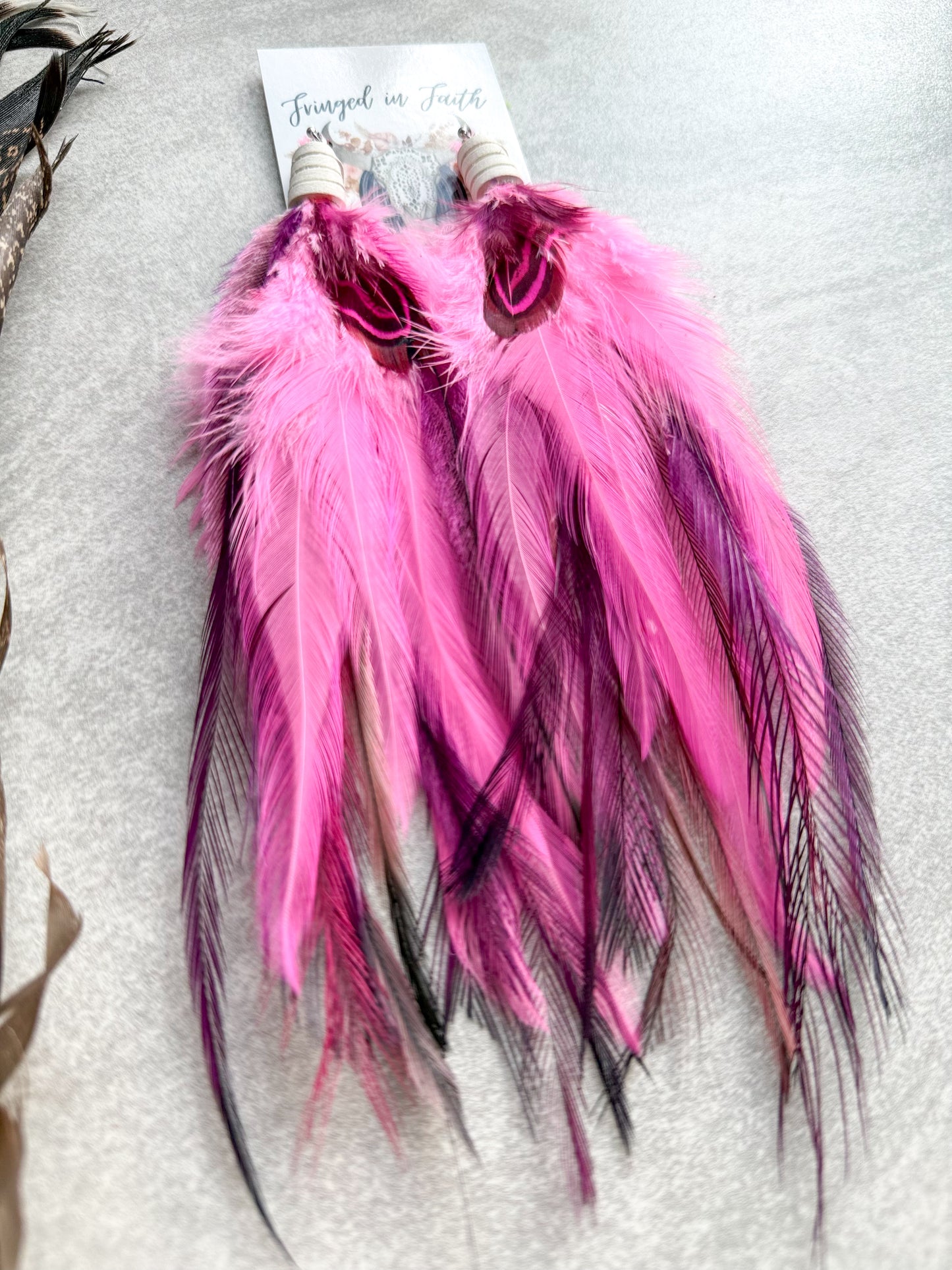 Feather Earrings Pink
