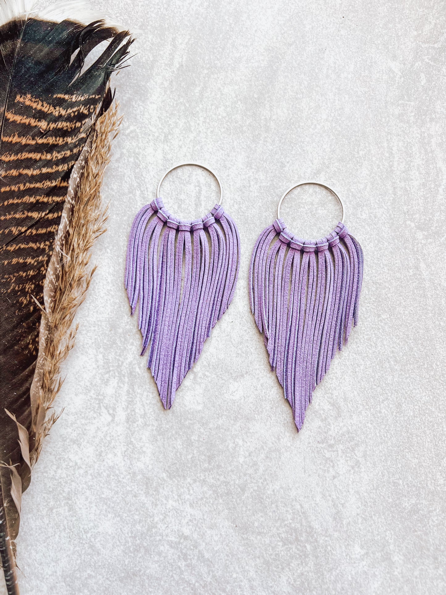 Large Fringe Hoops | Purple