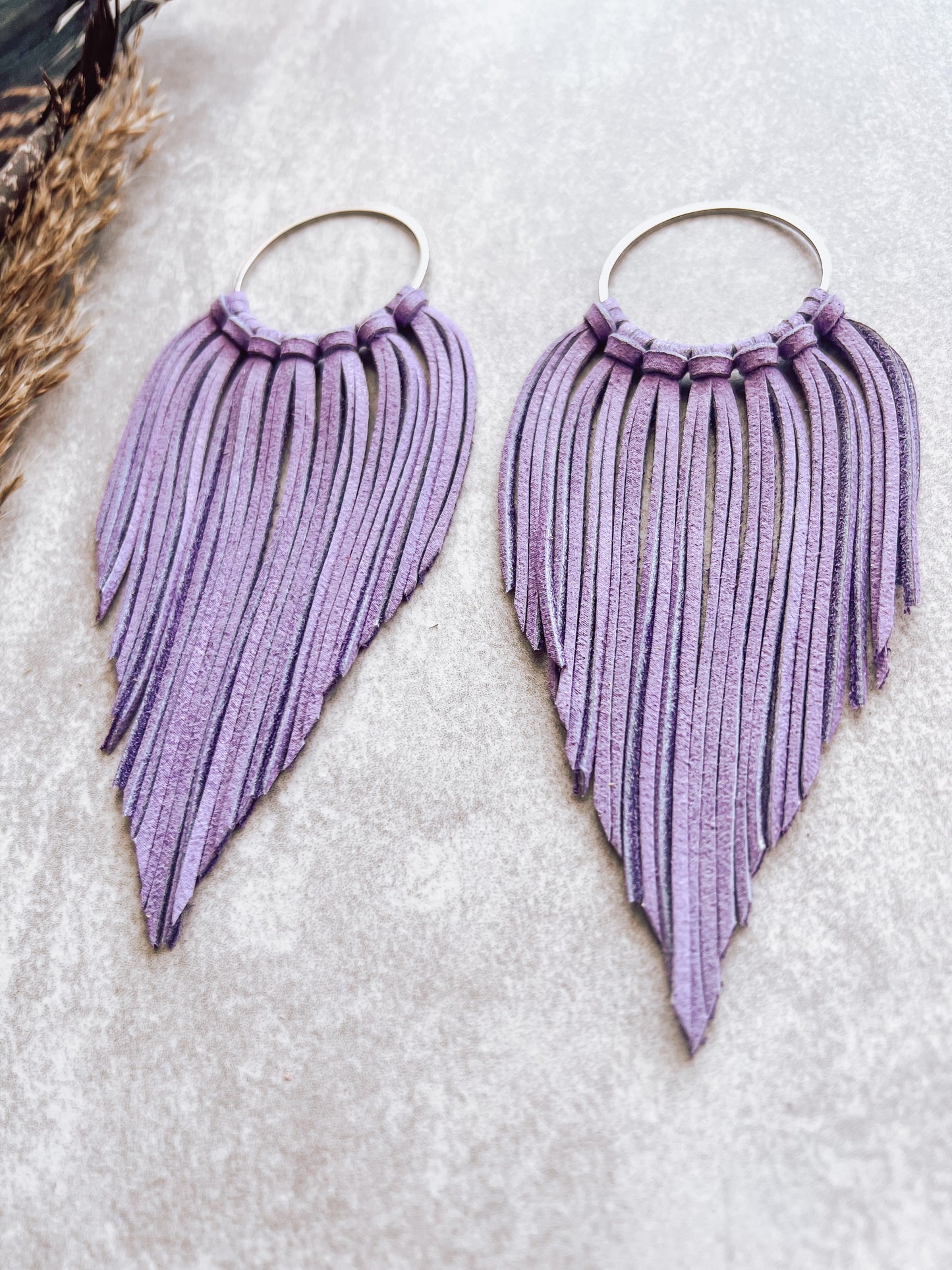 Large Fringe Hoops | Purple