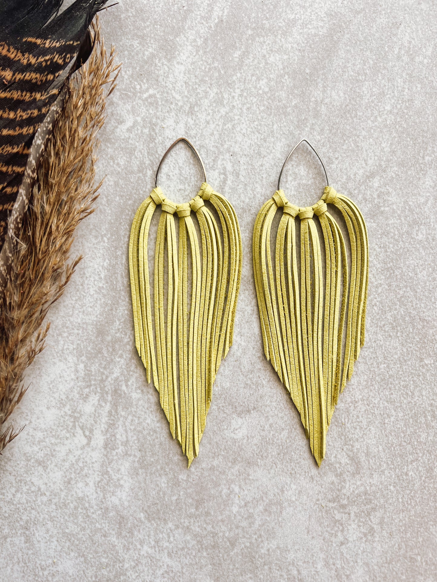 Teardrop Fringe Hoops | Yellow