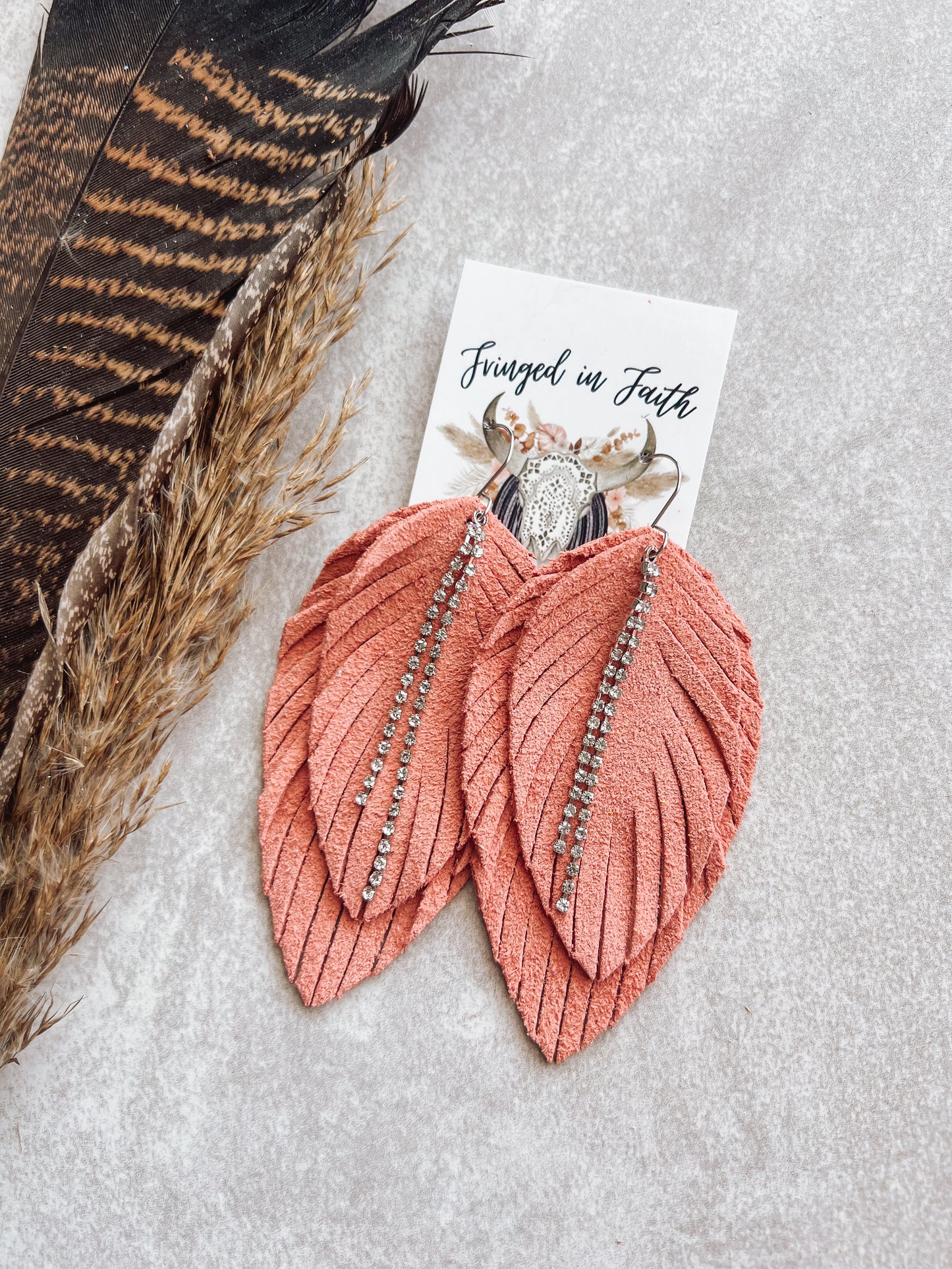 Coral Fringe Earrings