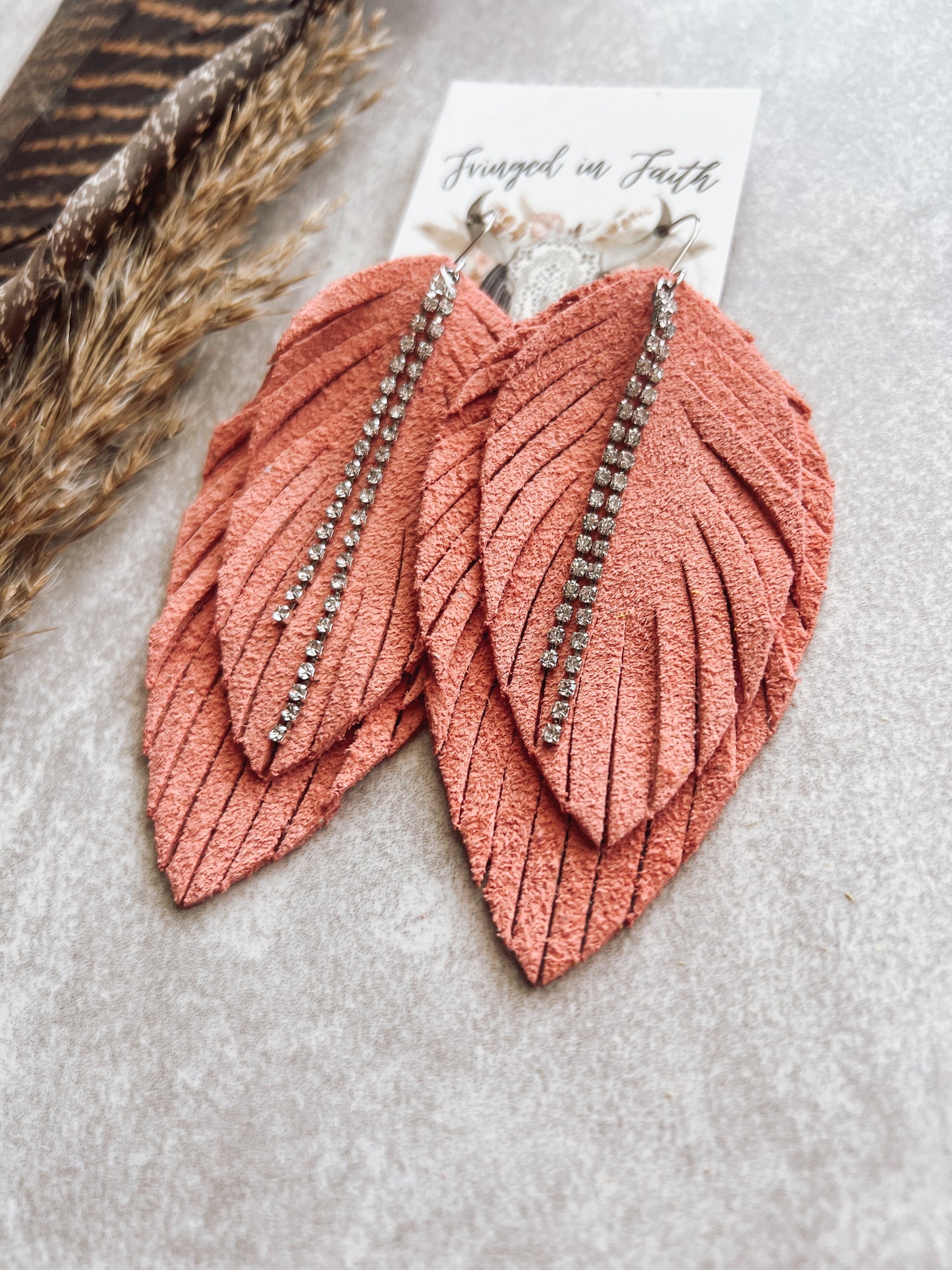 Coral Fringe Earrings
