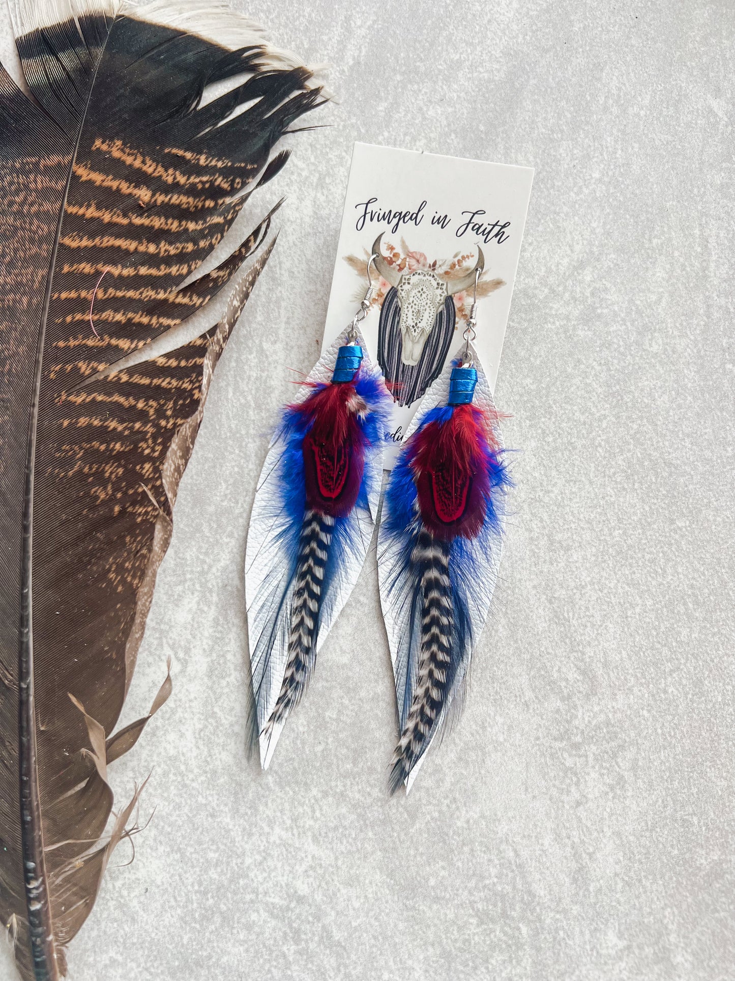 Patriotic Kalispell Feather Earrings