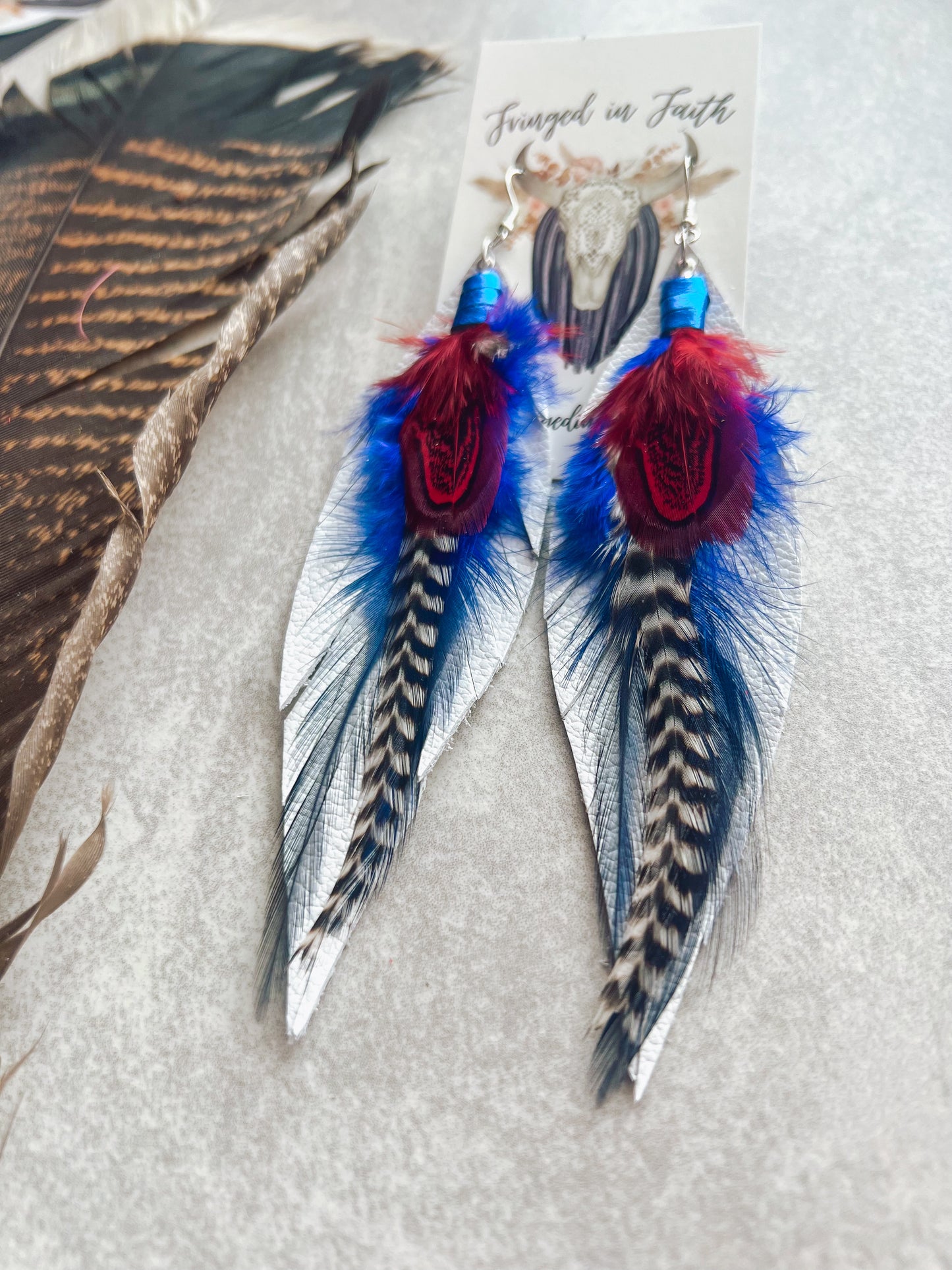 Patriotic Kalispell Feather Earrings