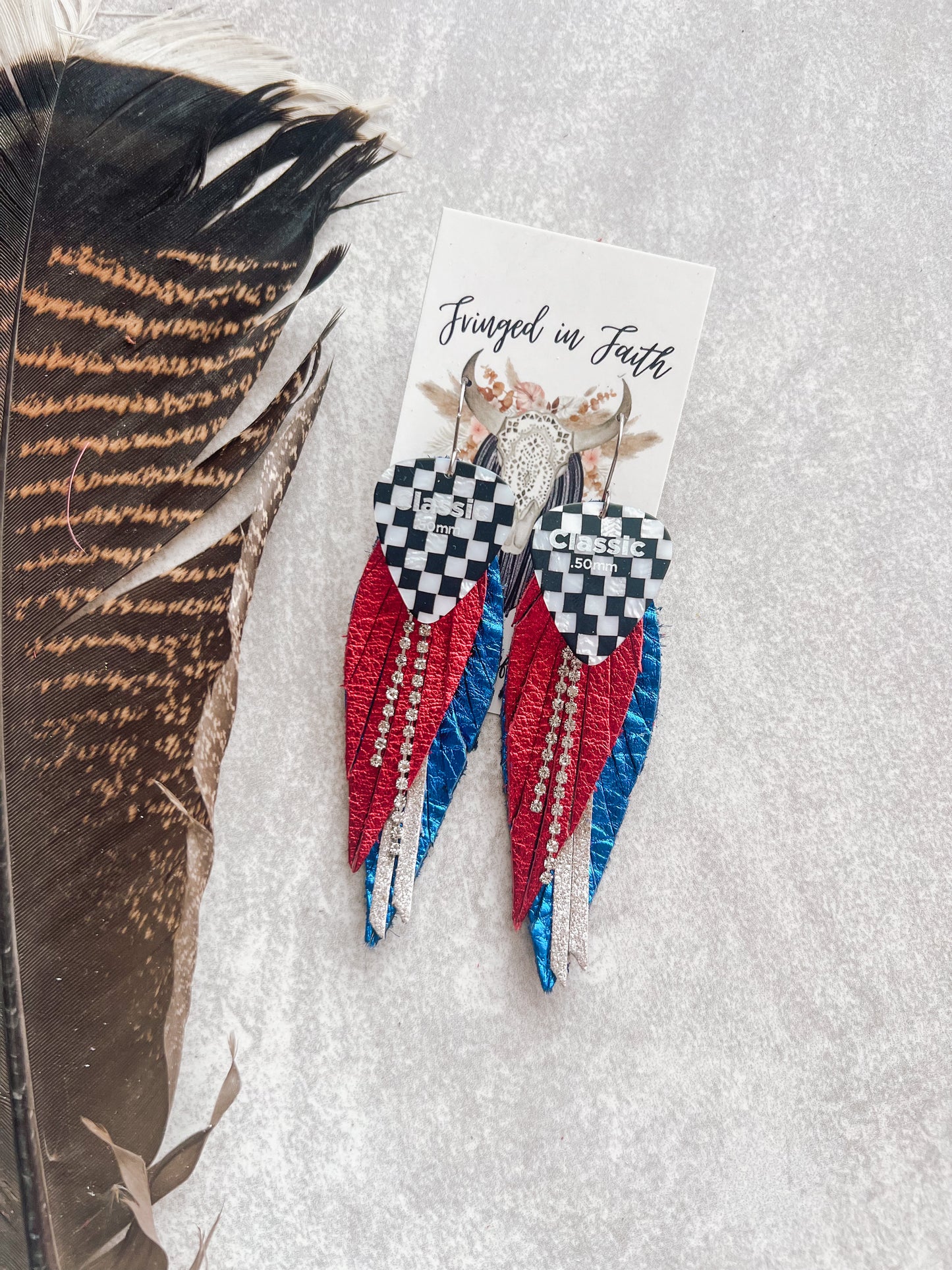 Red White and Blue Checkered Guitar Pick