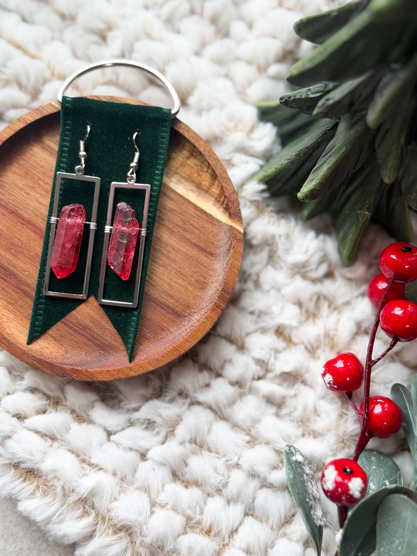 Silent Night Crystal Earrings | Red Crystal