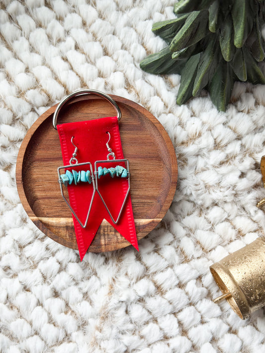 Turquoise Beaded Arrowhead Earrings