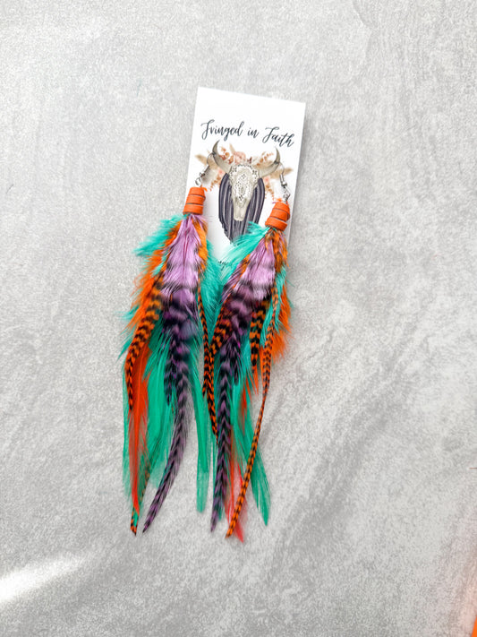 Mint Neon Feather Earrings