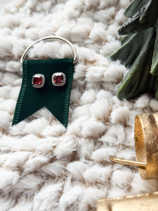 Red Rhinestone Stud Earrings