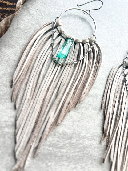 Crystal Fringe Hoops | Silver