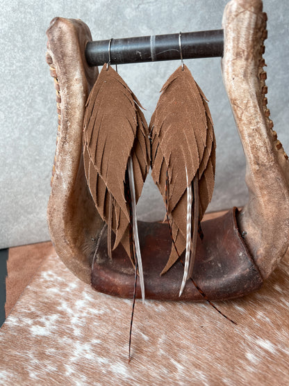 Dutton Fringe Feather Earrings | Tan