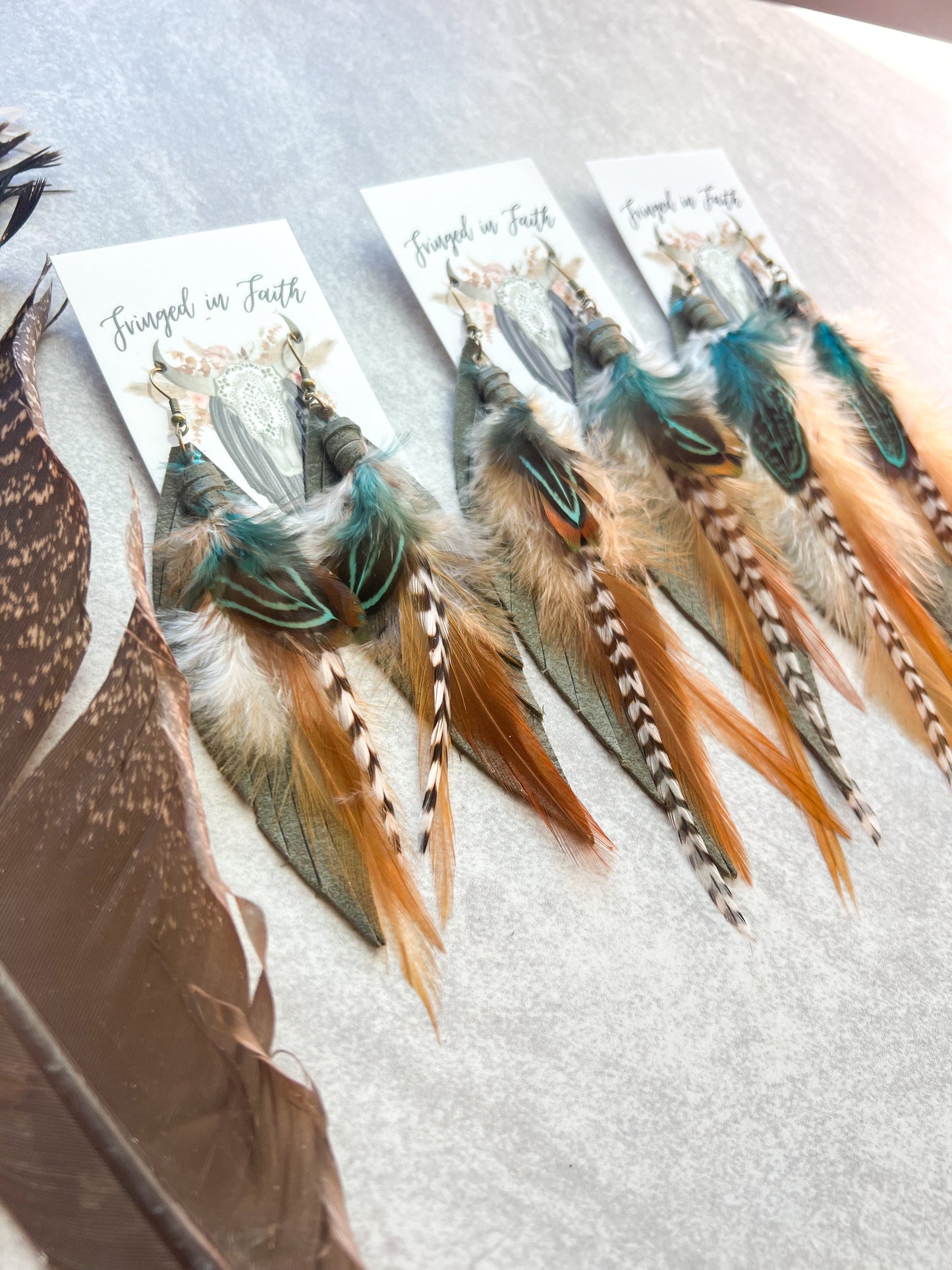 Kalispell Fringe Feathers | Olive